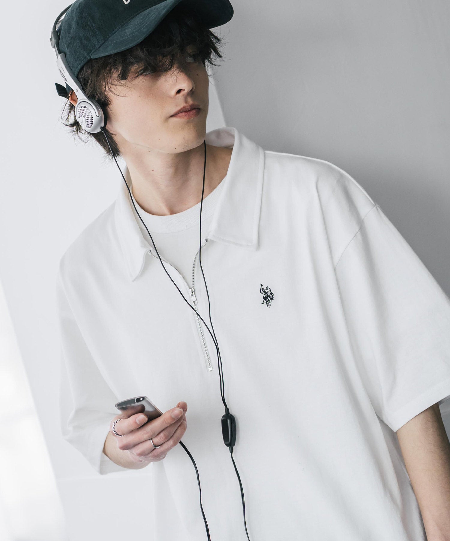 ロッキーモンロー Rocky Monroe U.S. POLO ASSN. ポロシャツ ハーフジップ 半袖 メンズ レディース 新色追加 天竺 ロゴ刺繍 無地 クレリック ゴルフ 別注コラボ 15426 （ホワイト） ホワイト