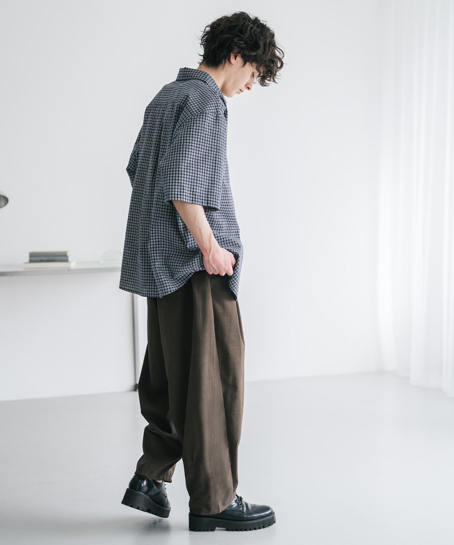ロッキーモンロー Rocky Monroe バルーンパンツ カーブ バレル 接触冷感 メンズ ワイド イージー テーパード リラックス タック リネンライク 吸水速乾 ストレッチ ひんやり 軽い 15481 （ブラウン） ブラウン
