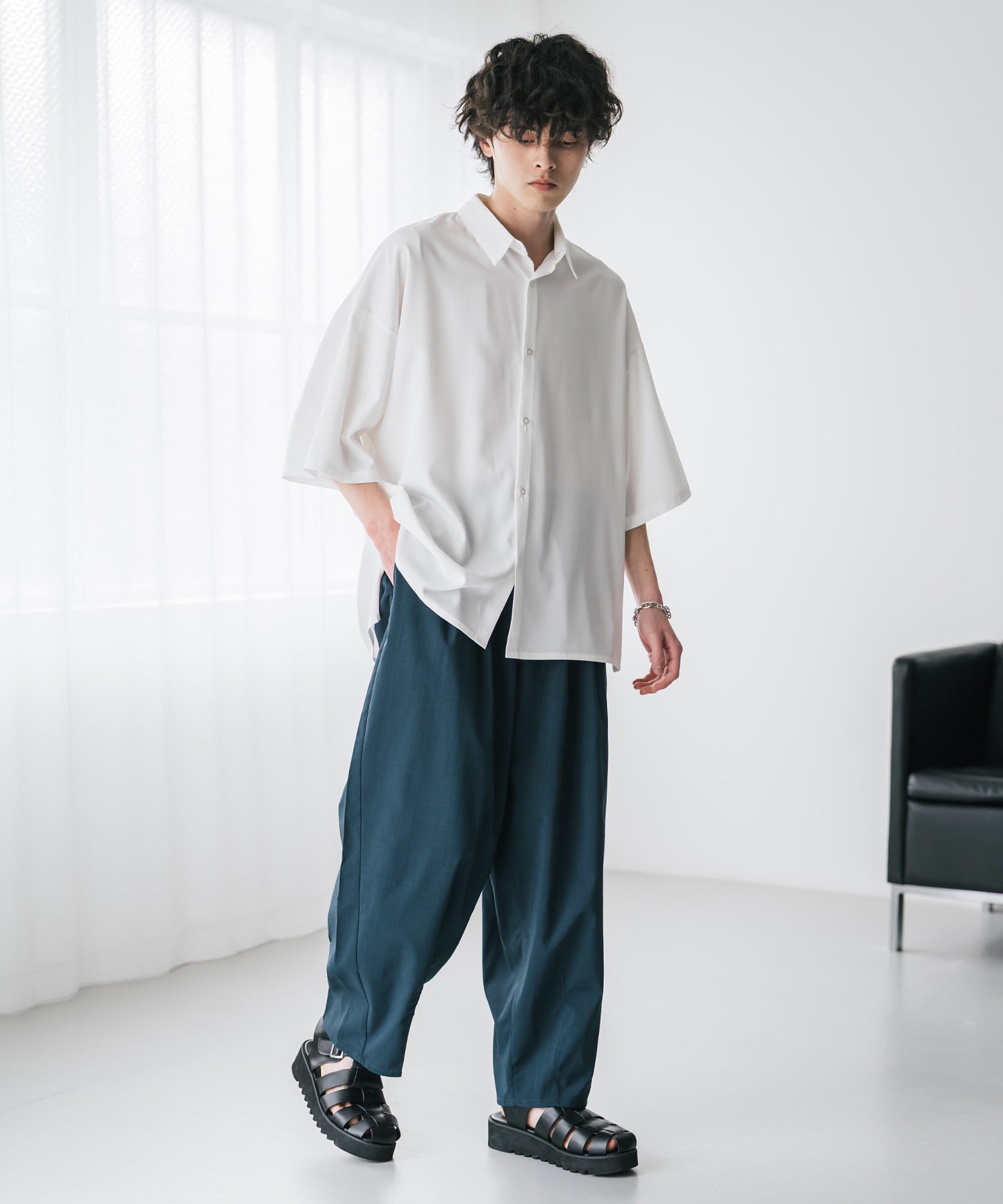 ロッキーモンロー Rocky Monroe バルーンパンツ カーブ バレル 接触冷感 メンズ ワイド イージー テーパード リラックス タック リネンライク 吸水速乾 ストレッチ ひんやり 軽い 15481 （ブラウン） ブラウン