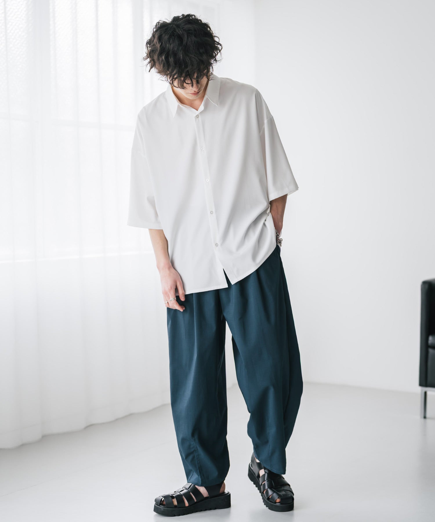 ロッキーモンロー Rocky Monroe バルーンパンツ カーブ バレル 接触冷感 メンズ ワイド イージー テーパード リラックス タック リネンライク 吸水速乾 ストレッチ ひんやり 軽い 15481 （ブラウン） ブラウン
