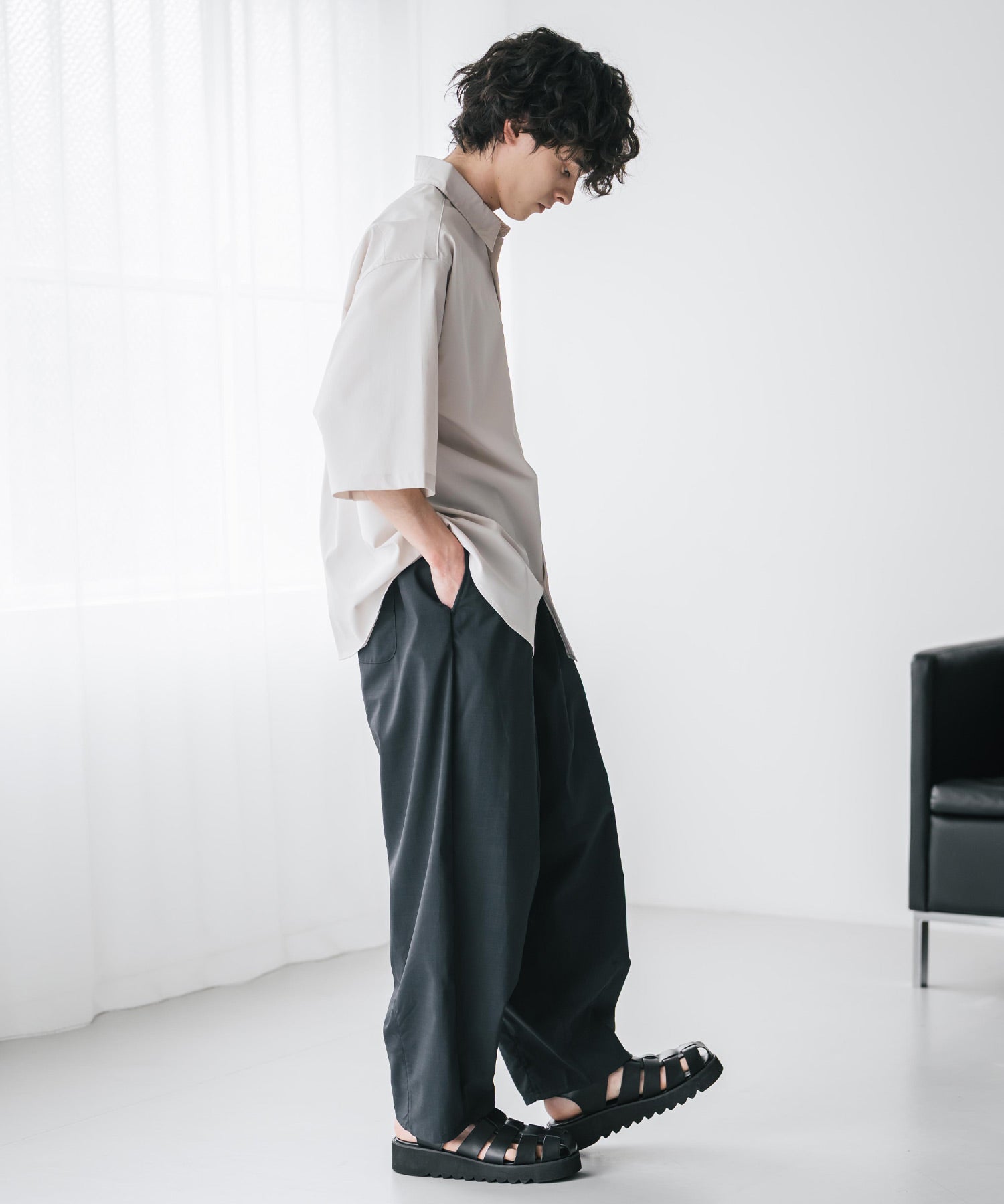 ロッキーモンロー Rocky Monroe バルーンパンツ カーブ バレル 接触冷感 メンズ ワイド イージー テーパード リラックス タック リネンライク 吸水速乾 ストレッチ ひんやり 軽い 15481 （ブラウン） ブラウン
