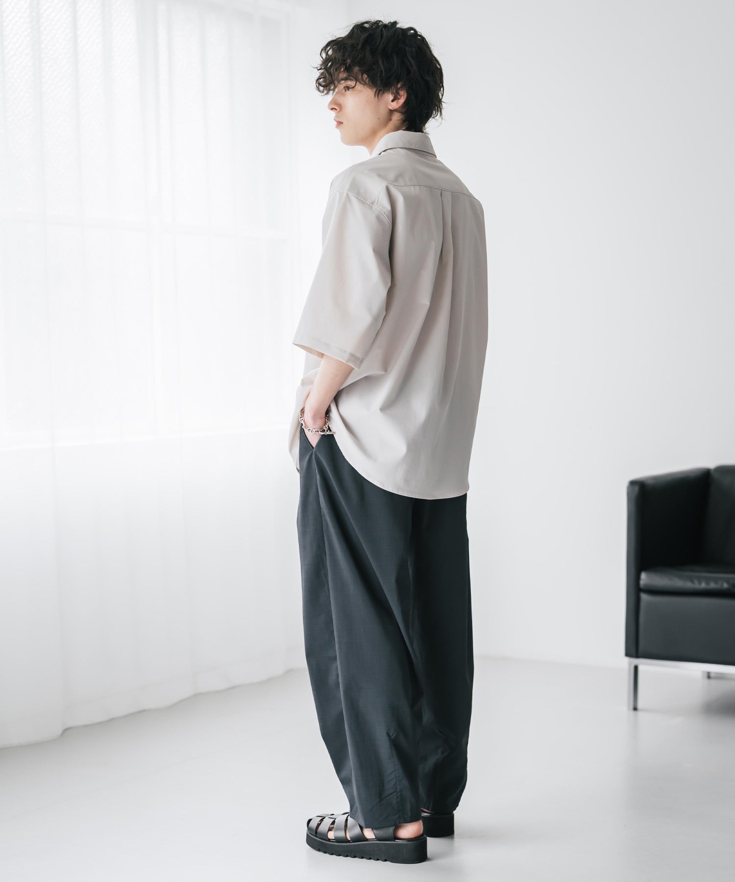 ロッキーモンロー Rocky Monroe バルーンパンツ カーブ バレル 接触冷感 メンズ ワイド イージー テーパード リラックス タック リネンライク 吸水速乾 ストレッチ ひんやり 軽い 15481 （ブラウン） ブラウン