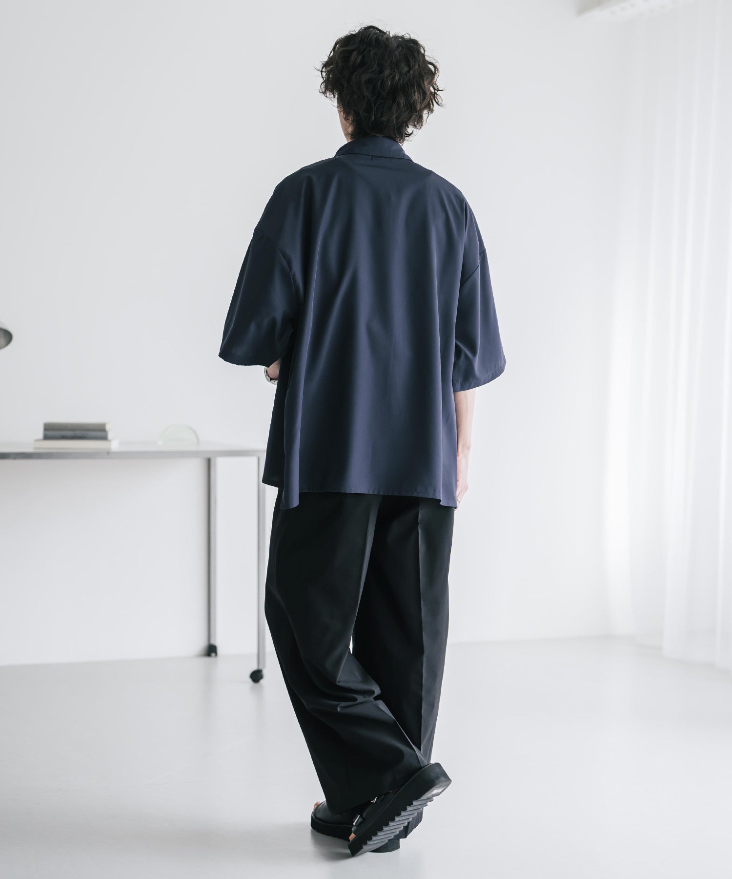 ロッキーモンロー Rocky Monroe スラックス ワイドパンツ 接触冷感 メンズ ストレート イージー ルーズ センタープレス ワンタック バックシャーリング リネンライク 多機能 ストレッチ 15483 （ブルーグリーン） ブルーグリーン