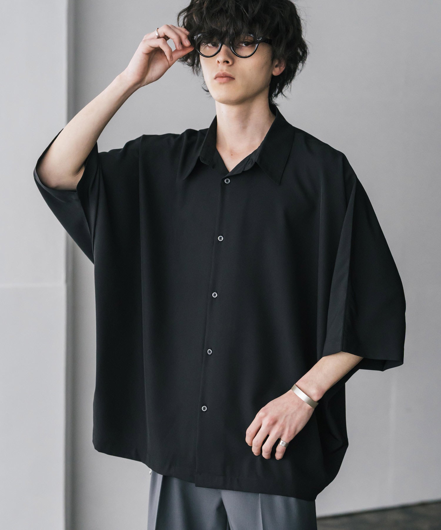 ロッキーモンロー Rocky Monroe 接触冷感 ドルマンシャツ 半袖 ストレッチ メンズ レディース 無地 とろみ オーバーサイズ ビッグシルエット リラックス ゆったり ドレープ 15365 （ブルー） ブルー