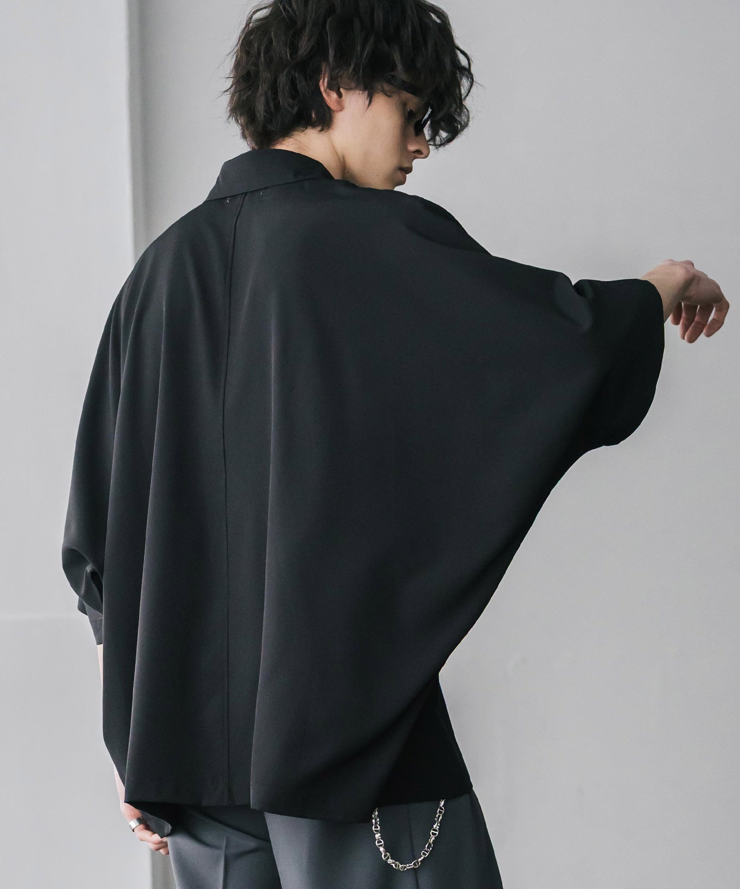 ロッキーモンロー Rocky Monroe 接触冷感 ドルマンシャツ 半袖 ストレッチ メンズ レディース 無地 とろみ オーバーサイズ ビッグシルエット リラックス ゆったり ドレープ 15365 （ブルー） ブルー