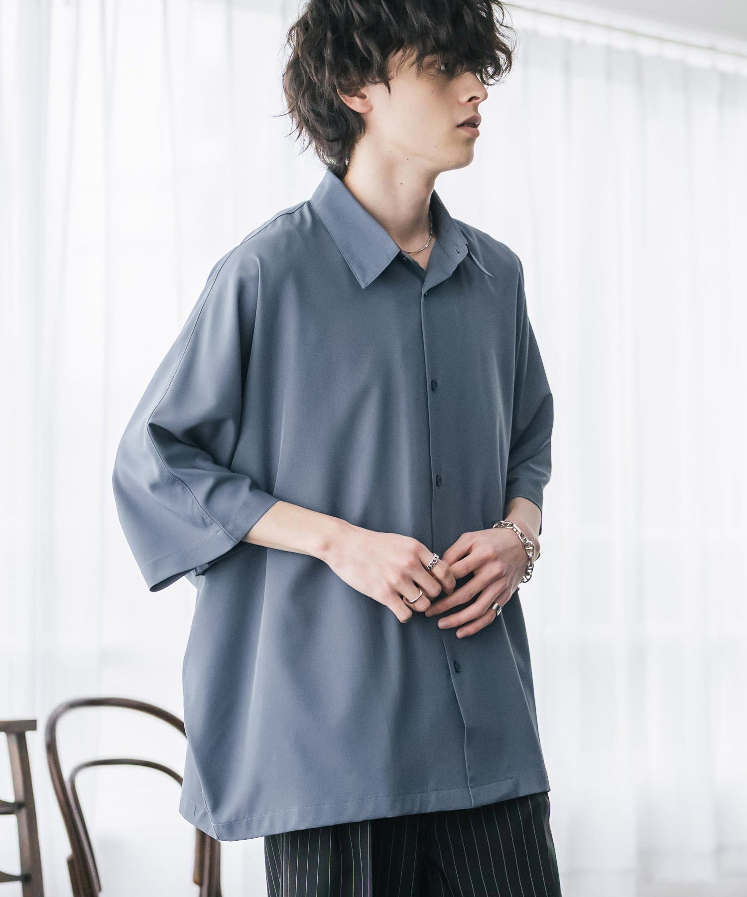 ロッキーモンロー Rocky Monroe 接触冷感 ドルマンシャツ 半袖 ストレッチ メンズ レディース 無地 とろみ オーバーサイズ ビッグシルエット リラックス ゆったり ドレープ 15365 （バーガンディ） バーガンディ