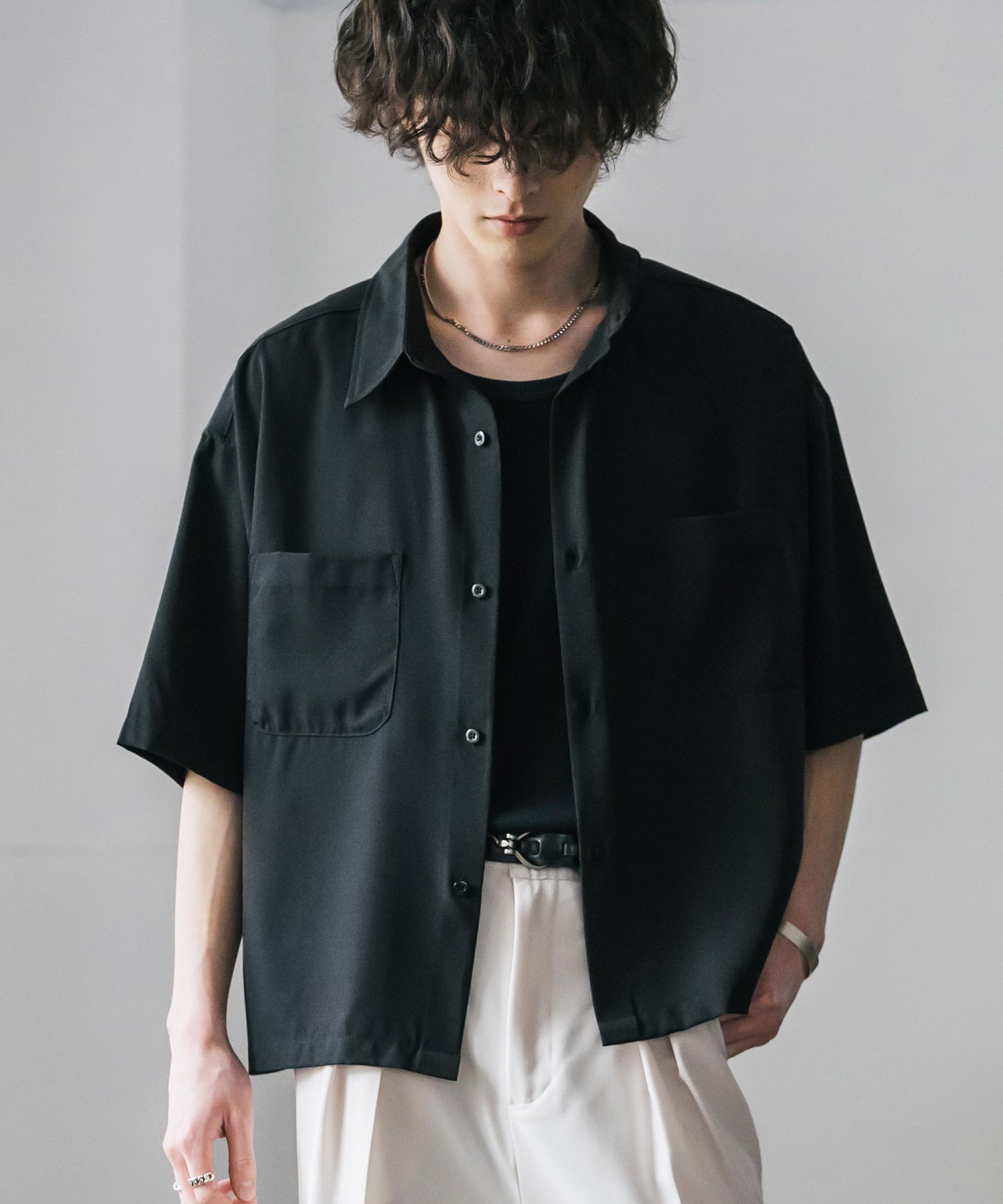 ロッキーモンロー Rocky Monroe 接触冷感 シャツ 半袖 短丈 ストレッチ メンズ レディース ショート丈 無地 とろみ オーバーサイズ ビッグシルエット リラックス ゆったり 15366 （バーガンディ） バーガンディ