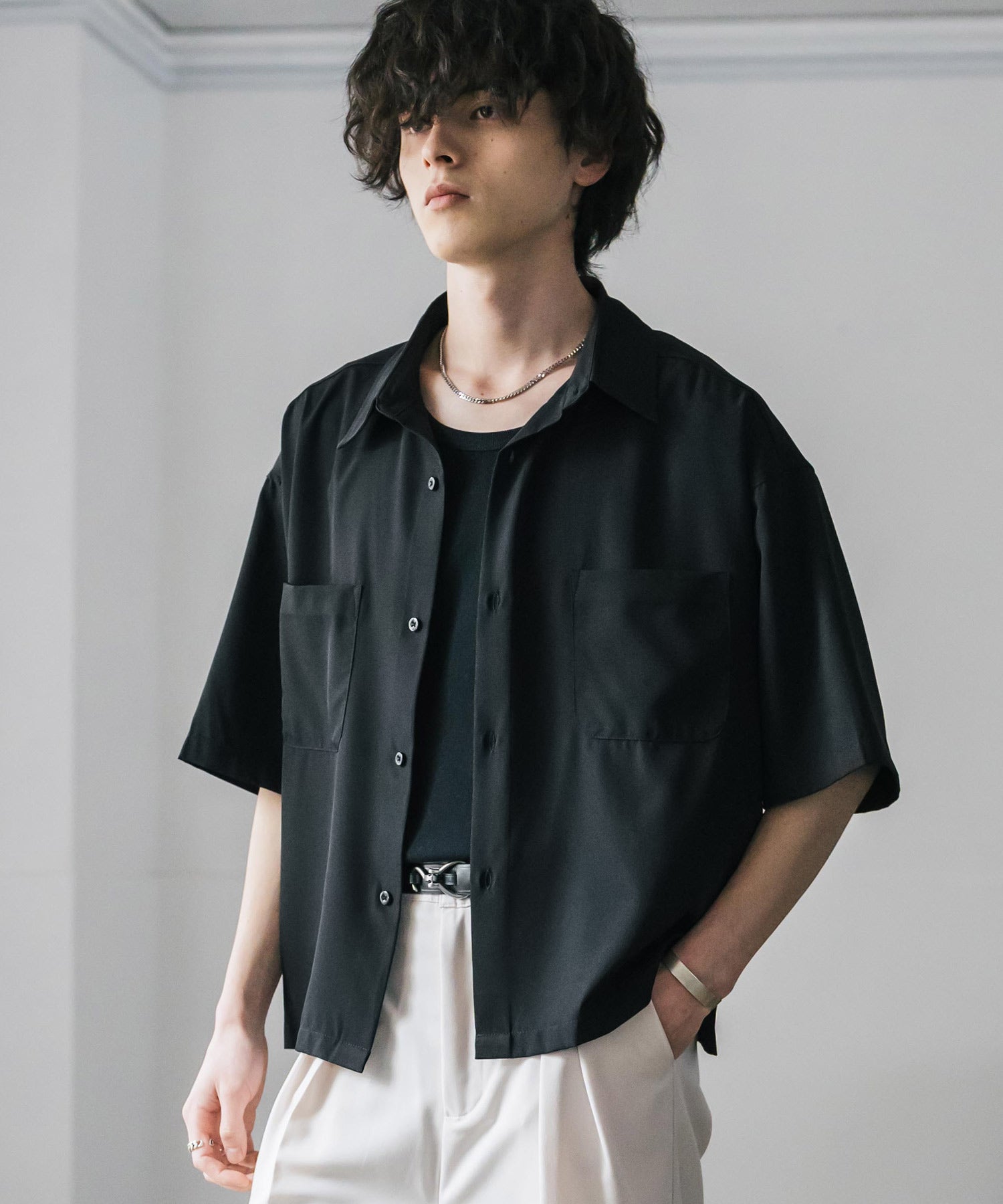 ロッキーモンロー Rocky Monroe 接触冷感 シャツ 半袖 短丈 ストレッチ メンズ レディース ショート丈 無地 とろみ オーバーサイズ ビッグシルエット リラックス ゆったり 15366 （バーガンディ） バーガンディ
