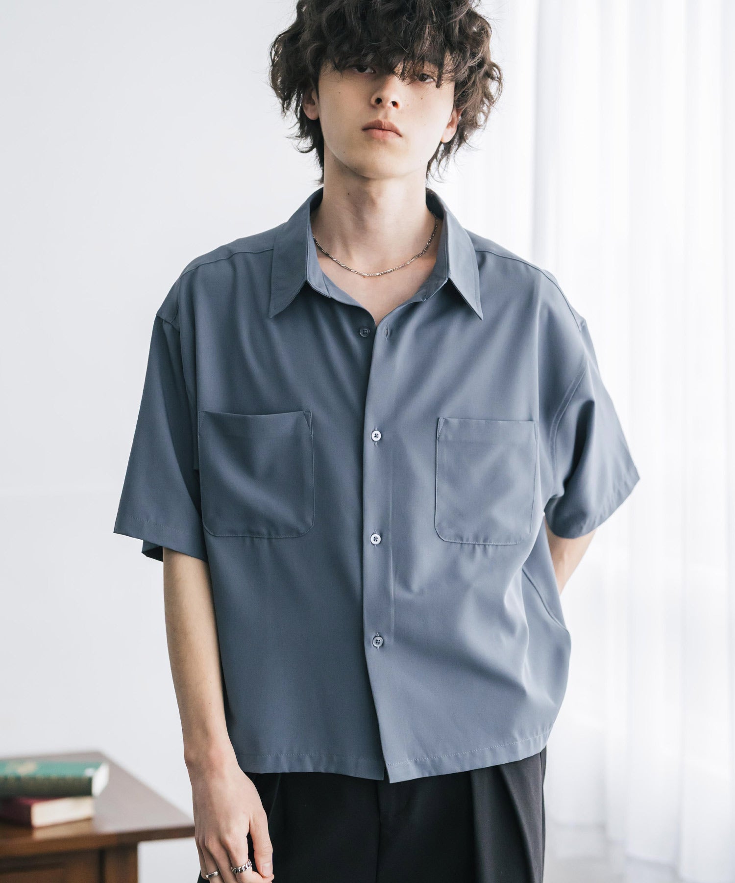 ロッキーモンロー Rocky Monroe 接触冷感 シャツ 半袖 短丈 ストレッチ メンズ レディース ショート丈 無地 とろみ オーバーサイズ ビッグシルエット リラックス ゆったり 15366 （バーガンディ） バーガンディ