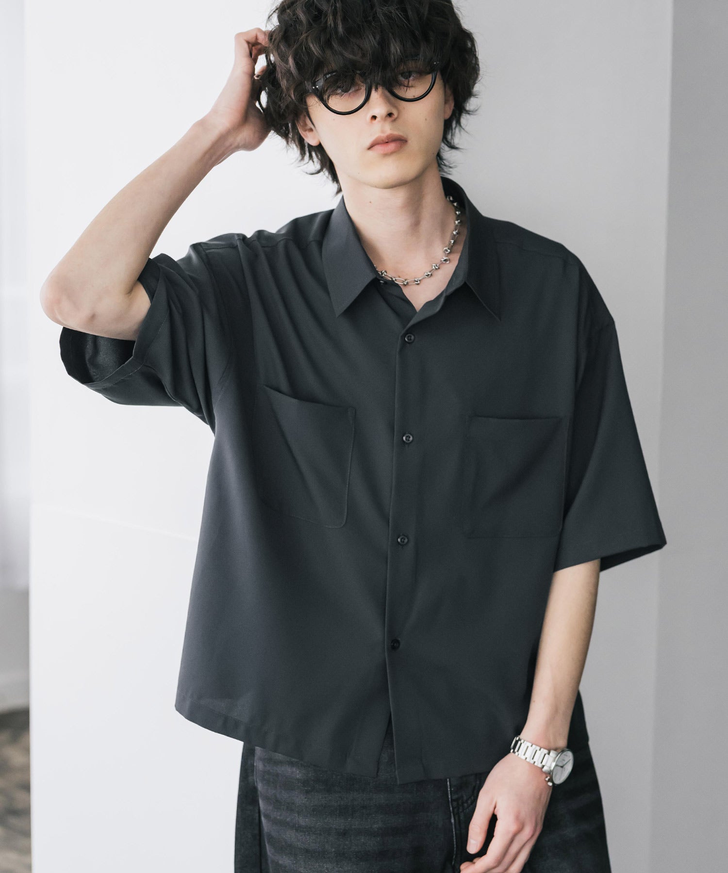 ロッキーモンロー Rocky Monroe 接触冷感 シャツ 半袖 短丈 ストレッチ メンズ レディース ショート丈 無地 とろみ オーバーサイズ ビッグシルエット リラックス ゆったり 15366 （バーガンディ） バーガンディ