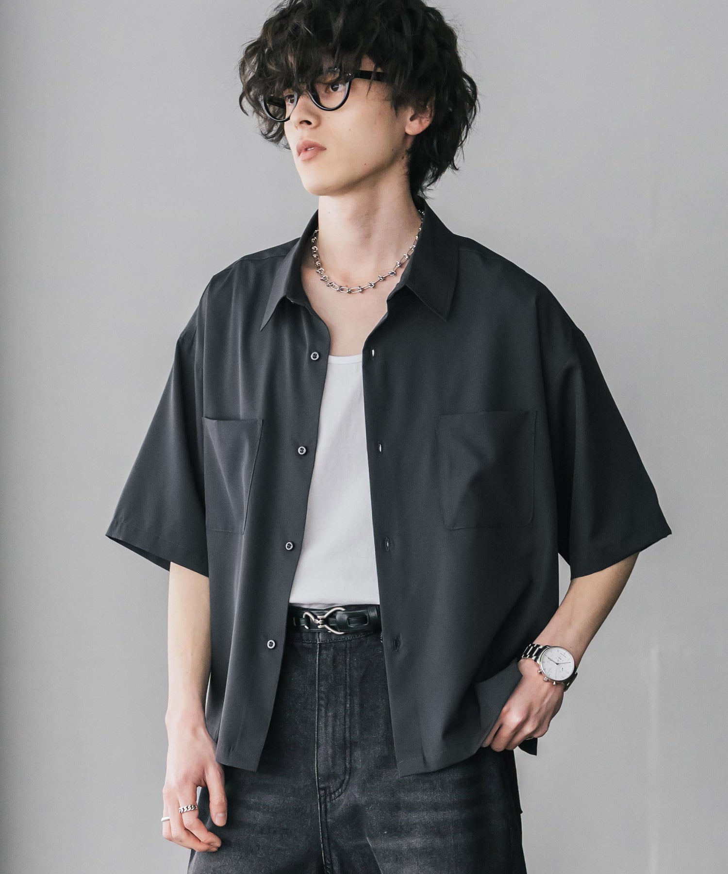 ロッキーモンロー Rocky Monroe 接触冷感 シャツ 半袖 短丈 ストレッチ メンズ レディース ショート丈 無地 とろみ オーバーサイズ ビッグシルエット リラックス ゆったり 15366 （バーガンディ） バーガンディ
