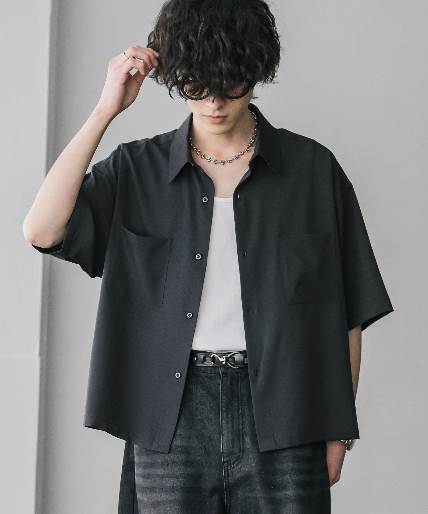 ロッキーモンロー Rocky Monroe 接触冷感 シャツ 半袖 短丈 ストレッチ メンズ レディース ショート丈 無地 とろみ オーバーサイズ ビッグシルエット リラックス ゆったり 15366 （バーガンディ） バーガンディ