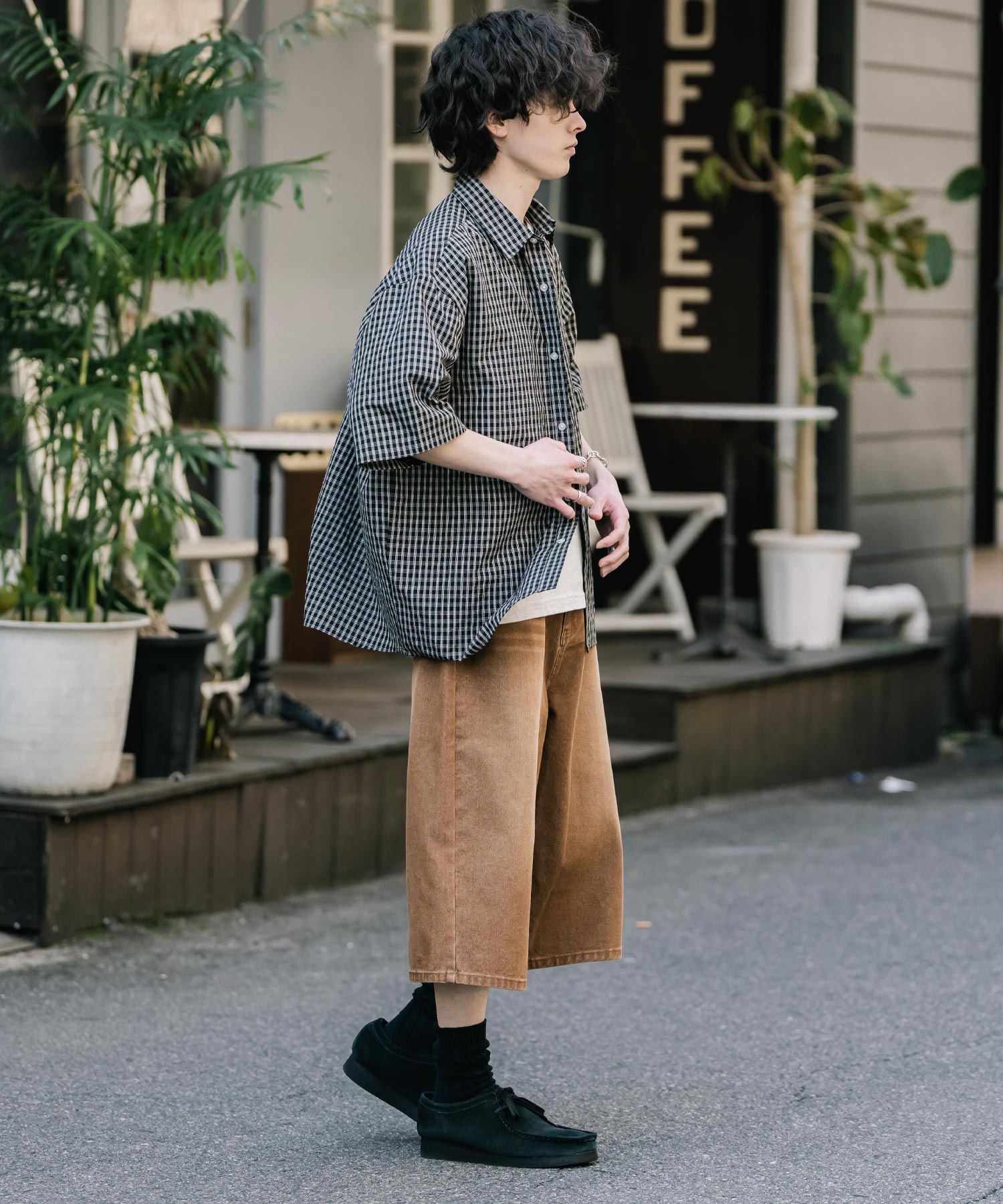 ロッキーモンロー Rocky Monroe ハーフパンツ デニム バギー メンズ レディース ワイド 短パン 半パン 膝下 7分丈 クロップド ケミカルウォッシュ オーバーダイ リラックス 15374 （パープルオーバーダイ） パープルオーバーダイ