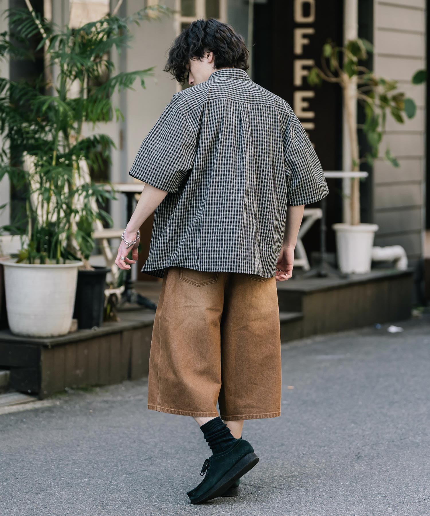 ロッキーモンロー Rocky Monroe ハーフパンツ デニム バギー メンズ レディース ワイド 短パン 半パン 膝下 7分丈 クロップド ケミカルウォッシュ オーバーダイ リラックス 15374 （パープルオーバーダイ） パープルオーバーダイ