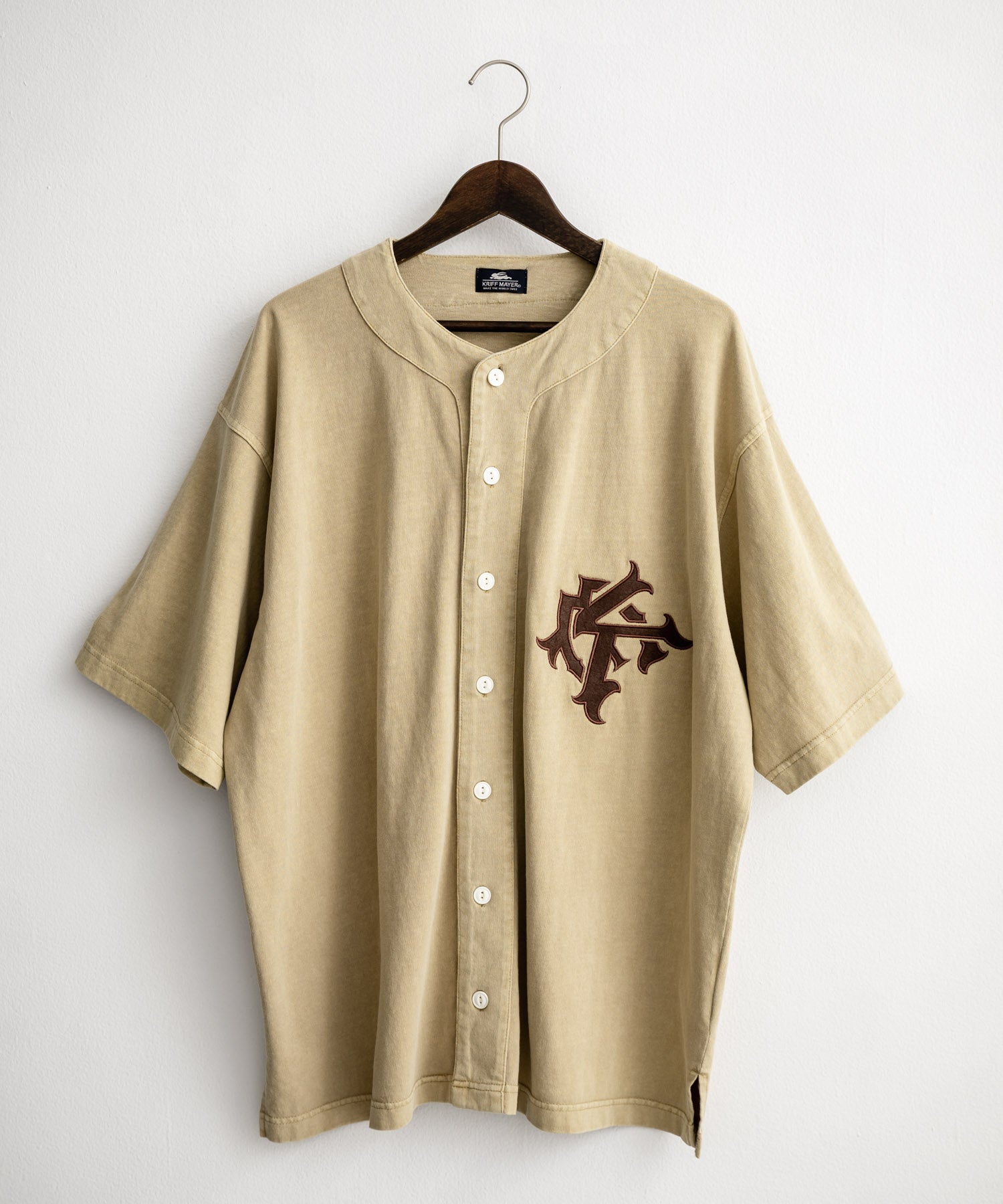 ロッキーモンロー Rocky Monroe ベースボールシャツ 半袖 ピグメント加工 メンズ レディース 刺繍 オーバーサイズ ビッグシルエット ルーズ KRIFF MAYER 2547200 15908 （17.チャコール） 17.チャコール