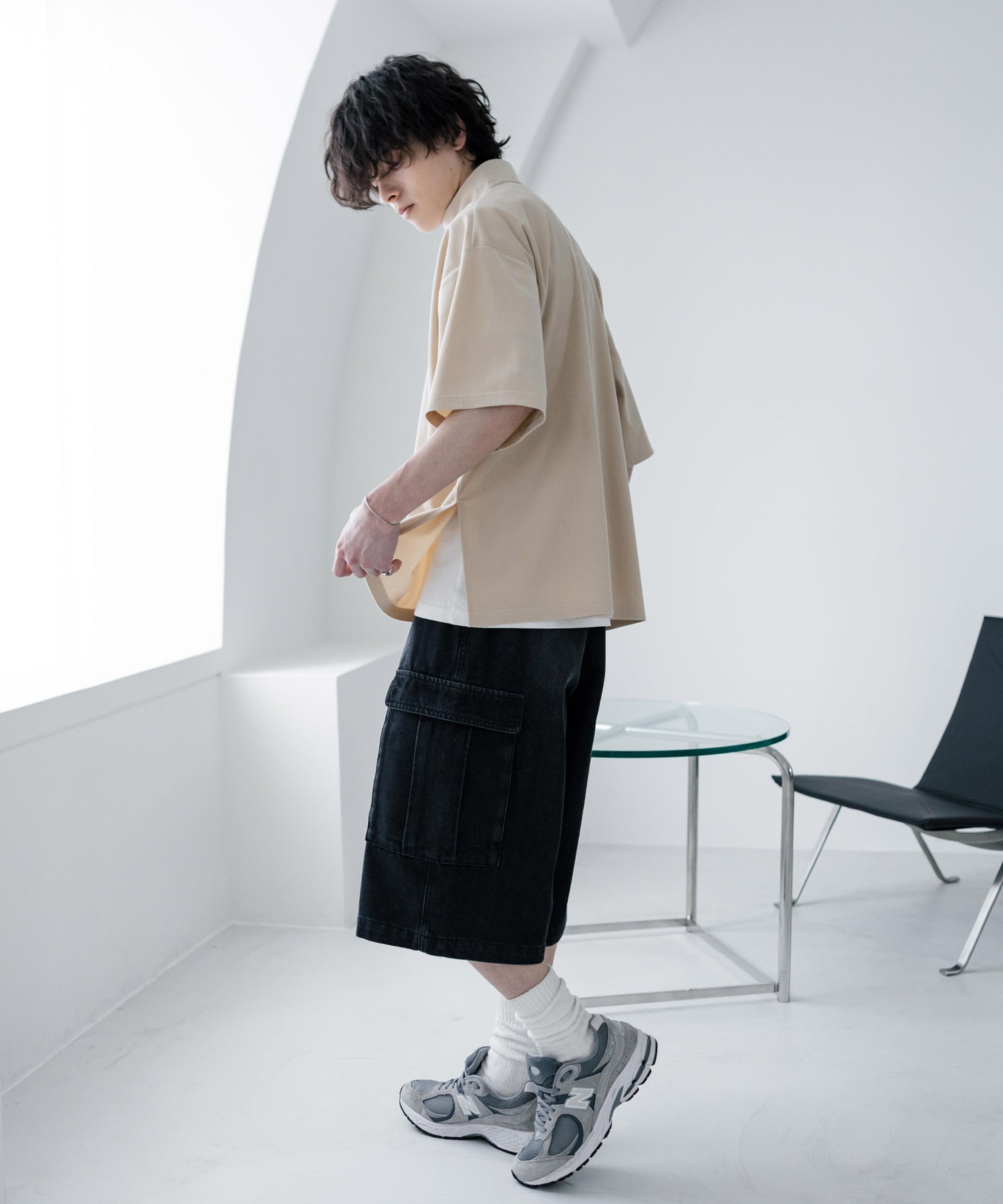 ロッキーモンロー Rocky Monroe Tシャツ フェイクスエード ハーフジップ 半袖 メンズ レディース カットソー プルオーバー オーバーサイズ  重ね着 起毛感 無地  韓国 15634 （ブルー） ブルー