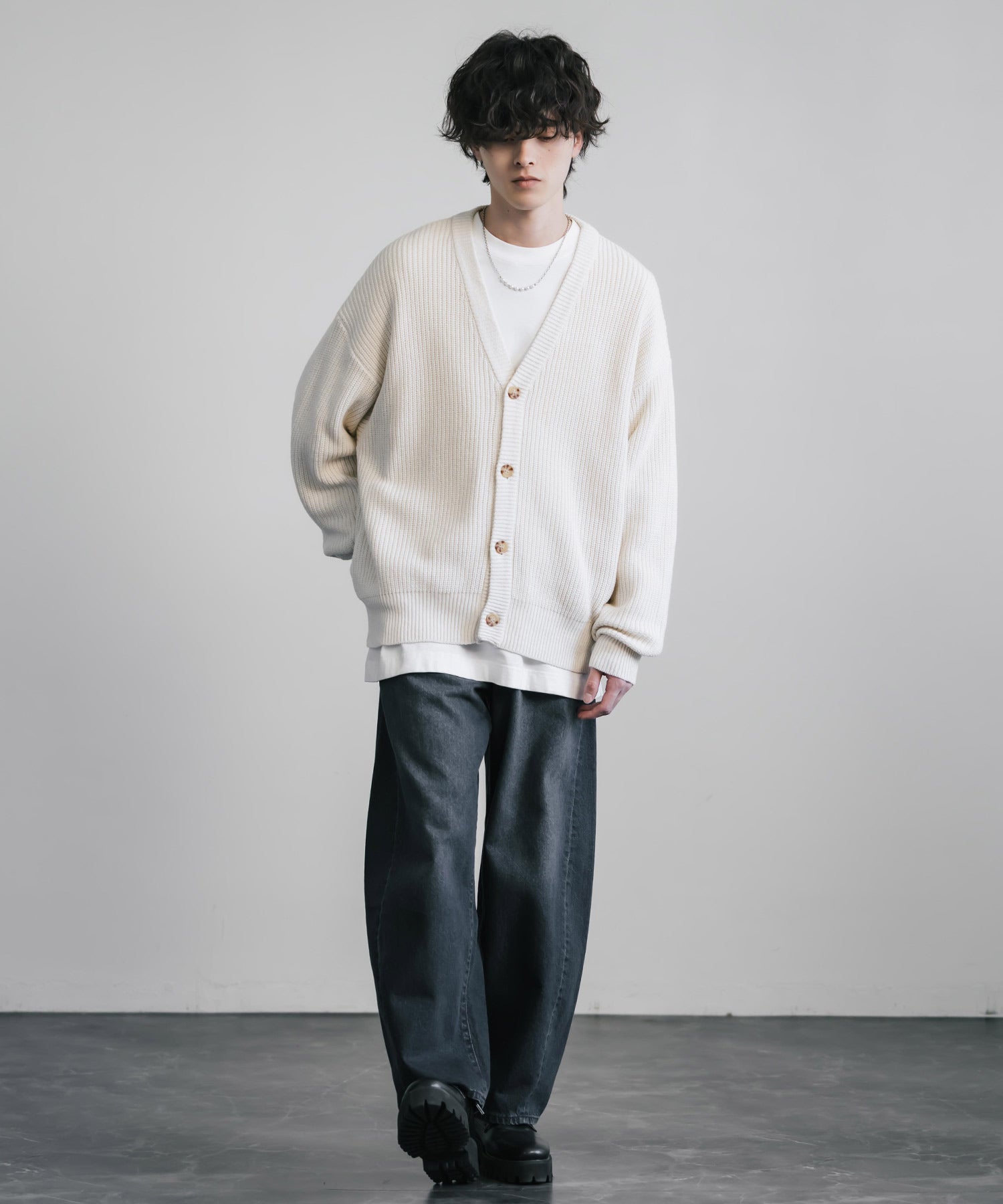 ロッキーモンロー Rocky Monroe ニットカーディガン メンズ レディース セーター 片畦編み ハイバルキー ウォッシャブル 羽織り ライトアウター オーバーサイズ ビッグシルエット カジュアル  （オレンジ） オレンジ