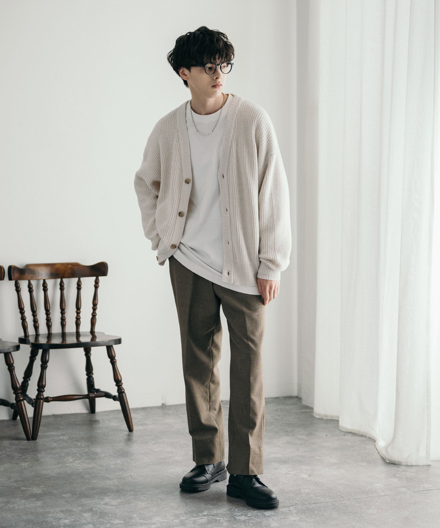 ロッキーモンロー Rocky Monroe ニットカーディガン メンズ レディース セーター 片畦編み ハイバルキー ウォッシャブル 羽織り ライトアウター オーバーサイズ ビッグシルエット カジュアル