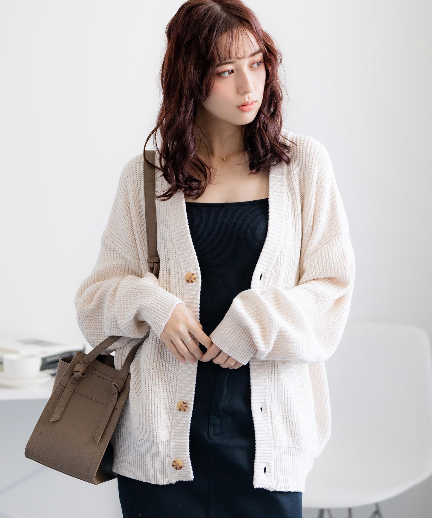 ロッキーモンロー Rocky Monroe ニットカーディガン メンズ レディース セーター 片畦編み ハイバルキー ウォッシャブル 羽織り ライトアウター オーバーサイズ ビッグシルエット カジュアル