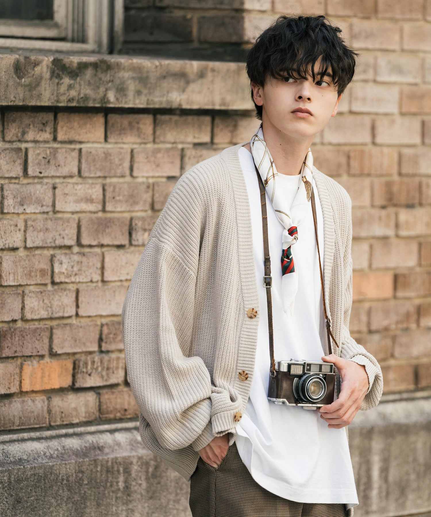 ロッキーモンロー Rocky Monroe ニットカーディガン メンズ レディース セーター 片畦編み ハイバルキー ウォッシャブル 羽織り ライトアウター オーバーサイズ ビッグシルエット カジュアル