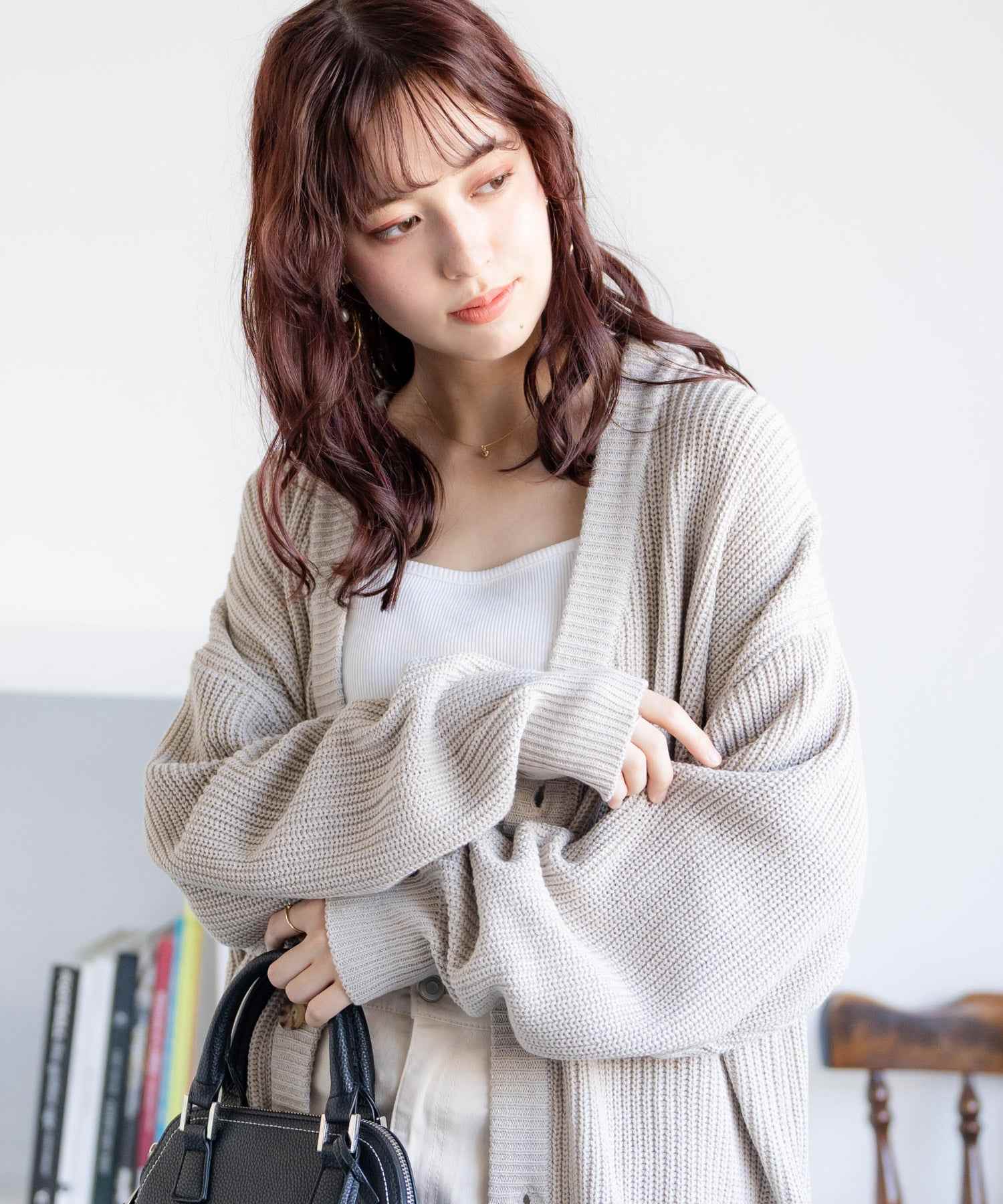 ロッキーモンロー Rocky Monroe ニットカーディガン メンズ レディース セーター 片畦編み ハイバルキー ウォッシャブル 羽織り ライトアウター オーバーサイズ ビッグシルエット カジュアル