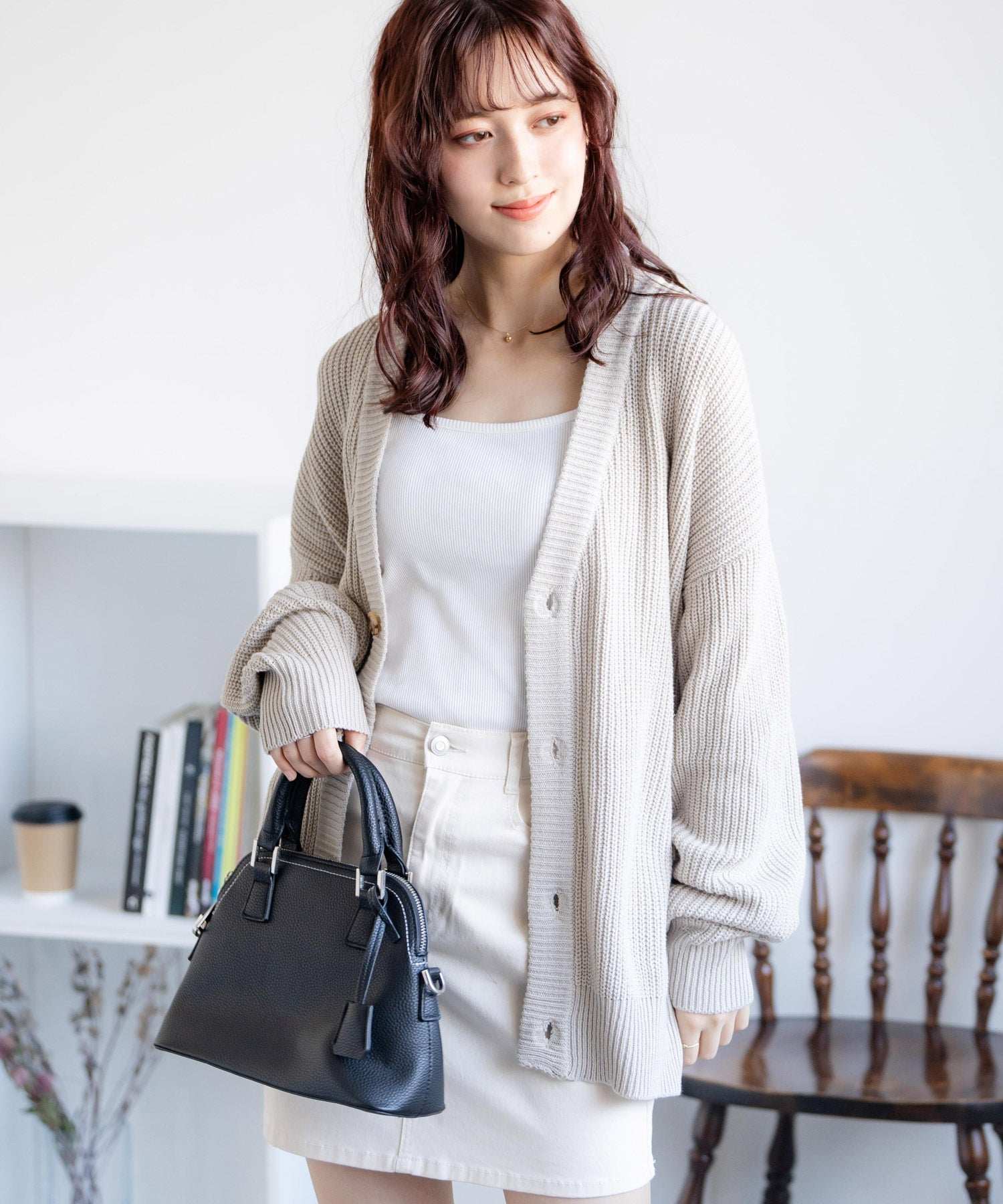 ロッキーモンロー Rocky Monroe ニットカーディガン メンズ レディース セーター 片畦編み ハイバルキー ウォッシャブル 羽織り ライトアウター オーバーサイズ ビッグシルエット カジュアル