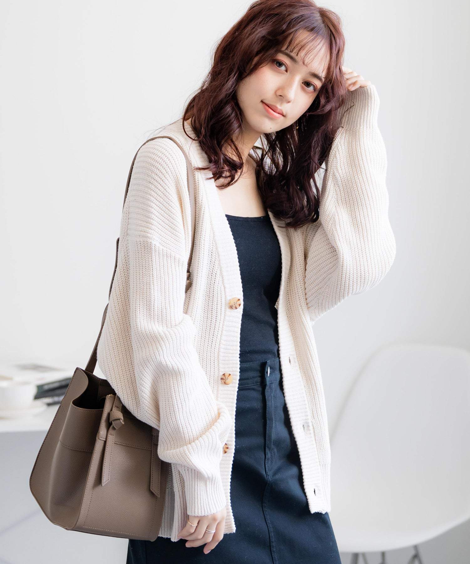 ロッキーモンロー Rocky Monroe ニットカーディガン メンズ レディース セーター 片畦編み ハイバルキー ウォッシャブル 羽織り ライトアウター オーバーサイズ ビッグシルエット カジュアル,オフ