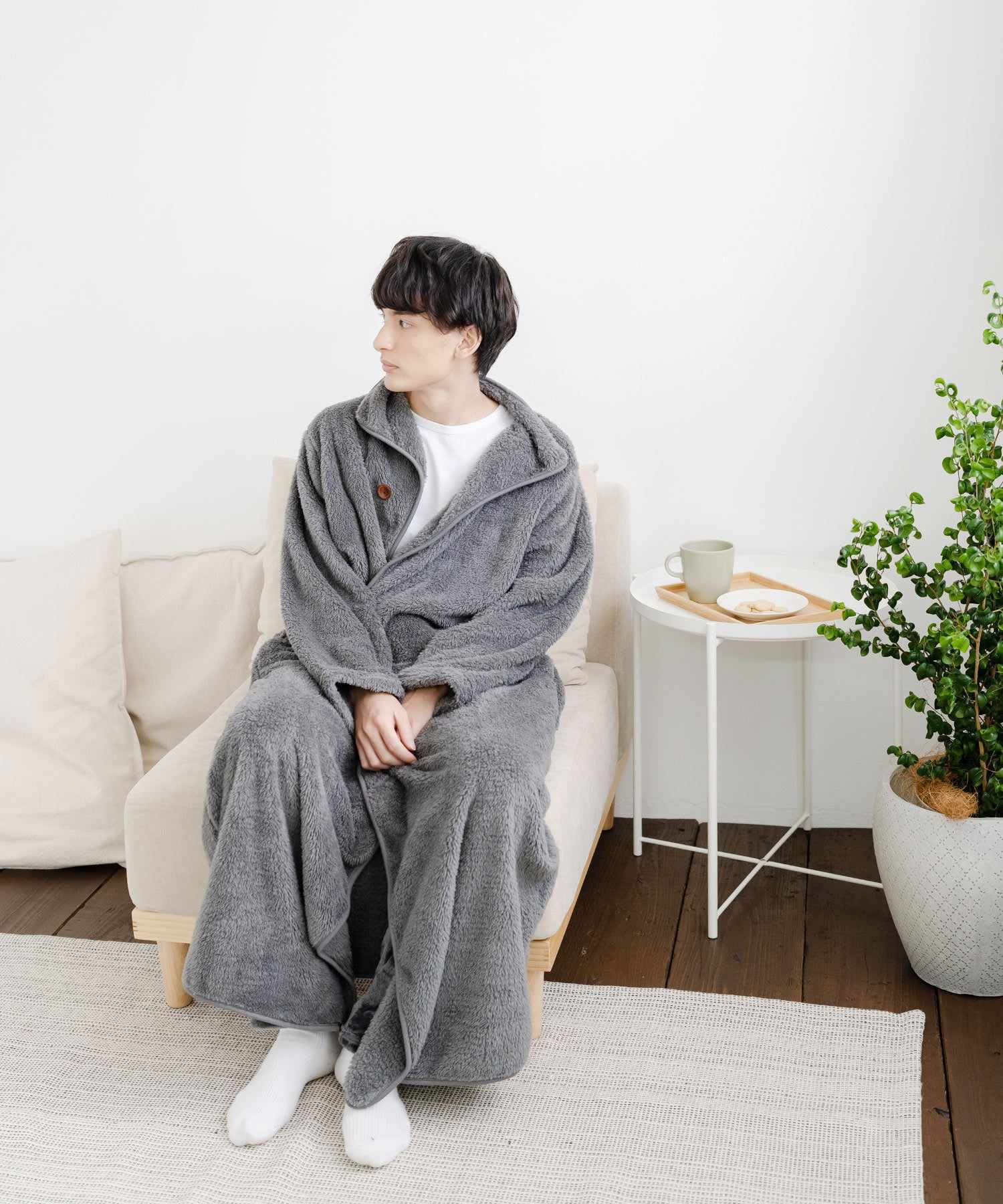 Rocky Monroe Wearable Blanket Moco Boa Long Women's Men's Blanket Cardigan Loungewear Room Dress Loungewear Pajamas Light Outerwear Cover Maternity