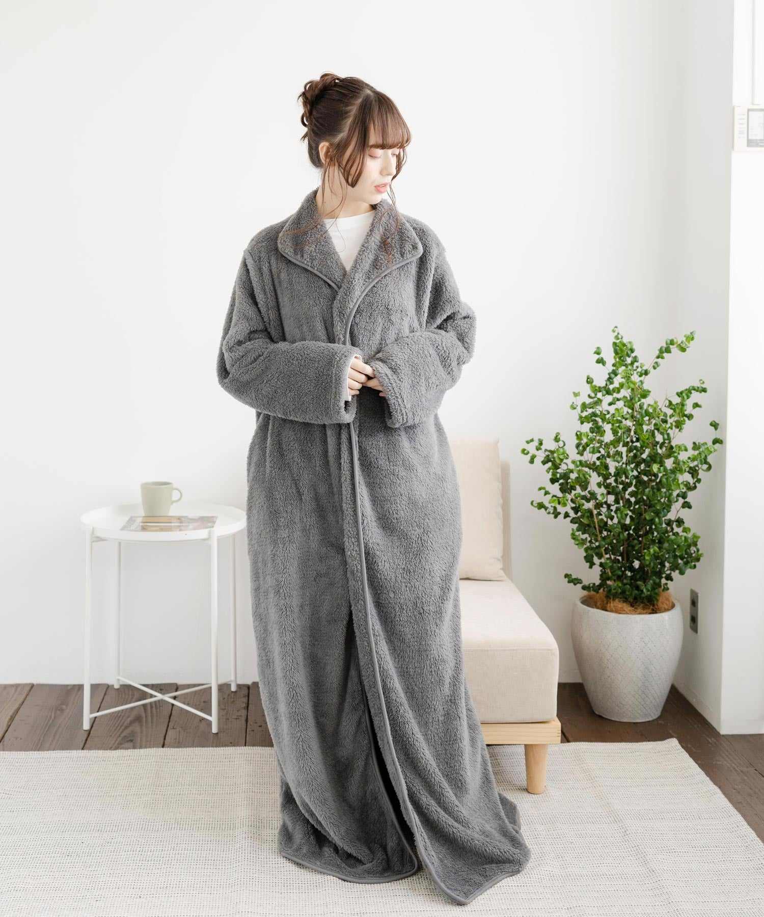 Rocky Monroe Wearable Blanket Moco Boa Long Women's Men's Blanket Cardigan Loungewear Room Dress Loungewear Pajamas Light Outerwear Cover Maternity