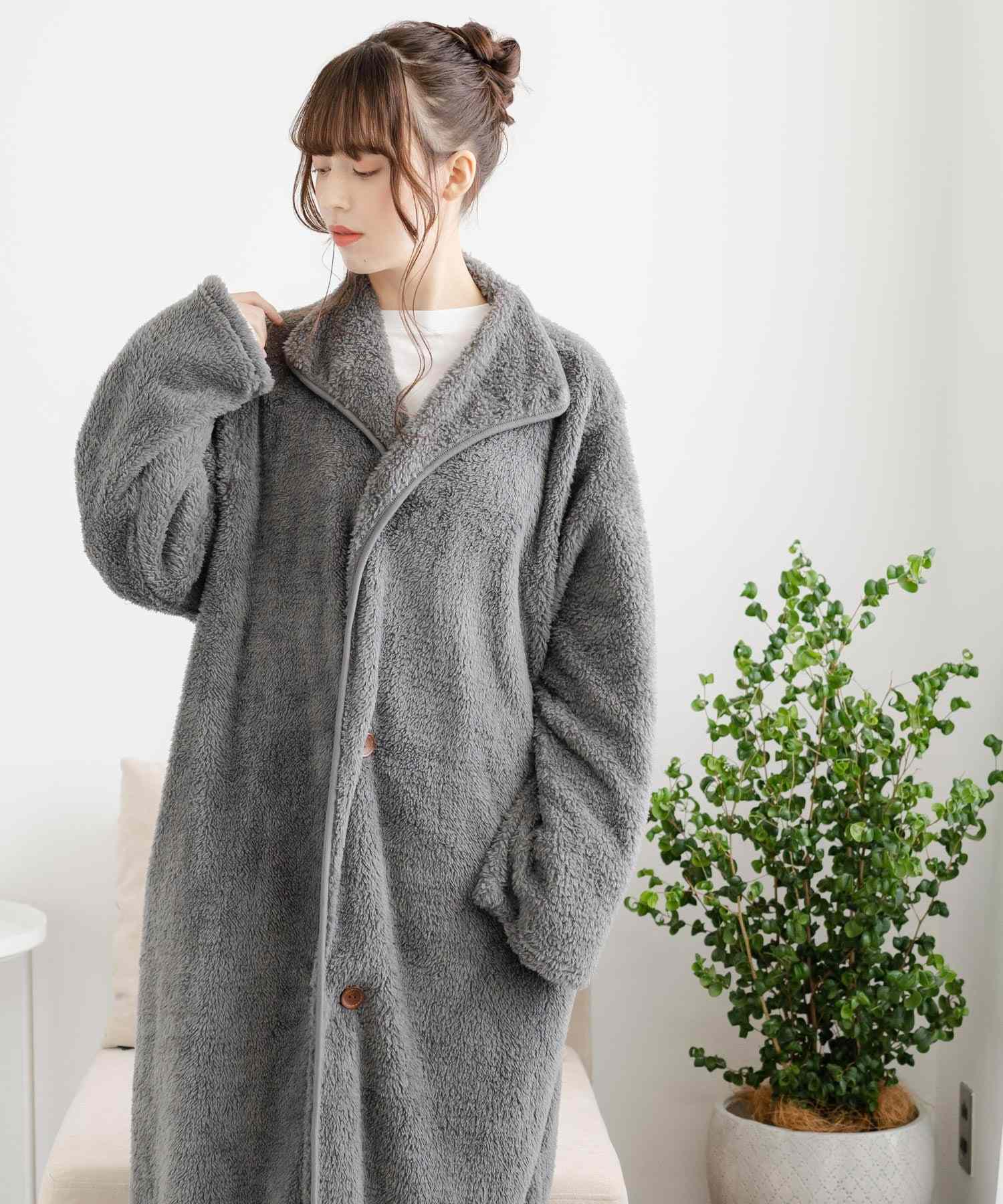 Rocky Monroe Wearable Blanket Moco Boa Long Women's Men's Blanket Cardigan Loungewear Room Dress Loungewear Pajamas Light Outerwear Cover Maternity