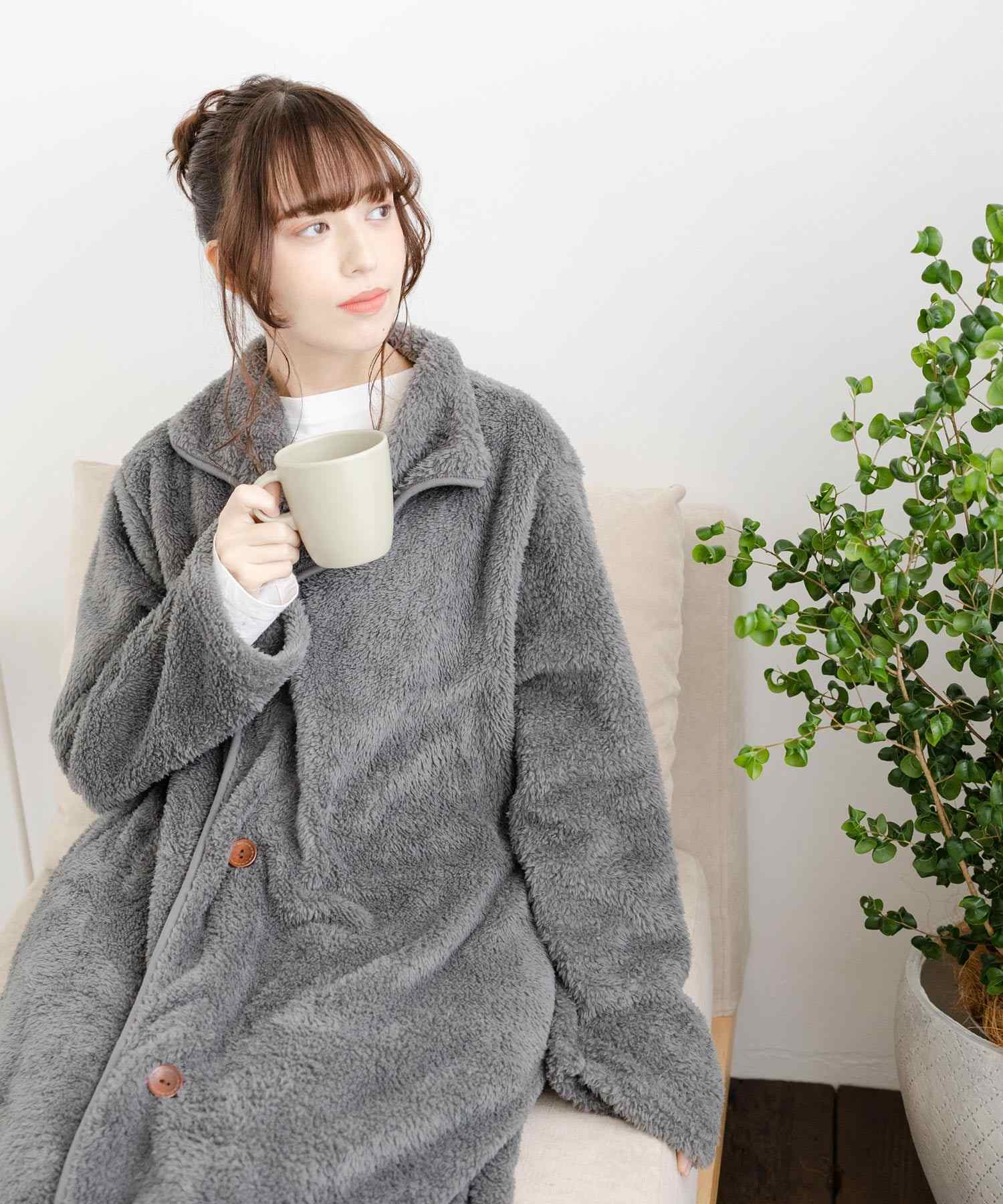 Rocky Monroe Wearable Blanket Moco Boa Long Women's Men's Blanket Cardigan Loungewear Room Dress Loungewear Pajamas Light Outerwear Cover Maternity