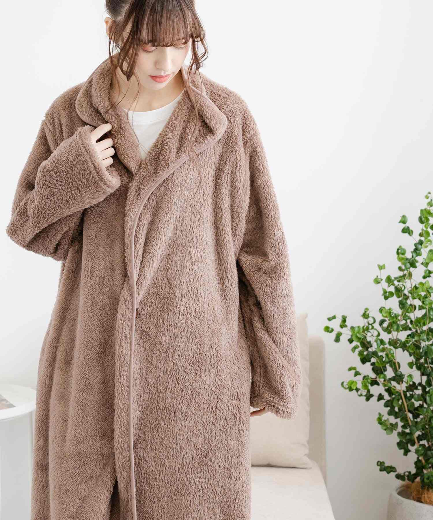 Rocky Monroe Wearable Blanket Moco Boa Long Women's Men's Blanket Cardigan Loungewear Room Dress Loungewear Pajamas Light Outerwear Cover Maternity