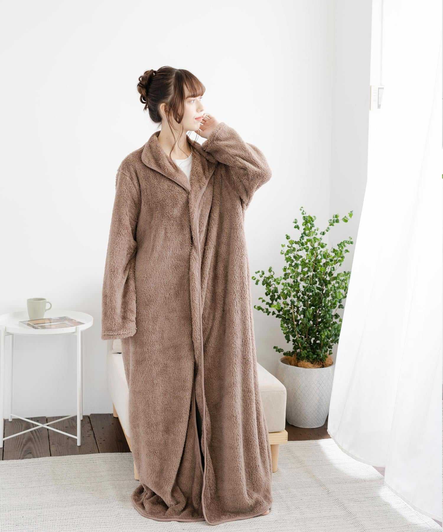 Rocky Monroe Wearable Blanket Moco Boa Long Women's Men's Blanket Cardigan Loungewear Room Dress Loungewear Pajamas Light Outerwear Cover Maternity