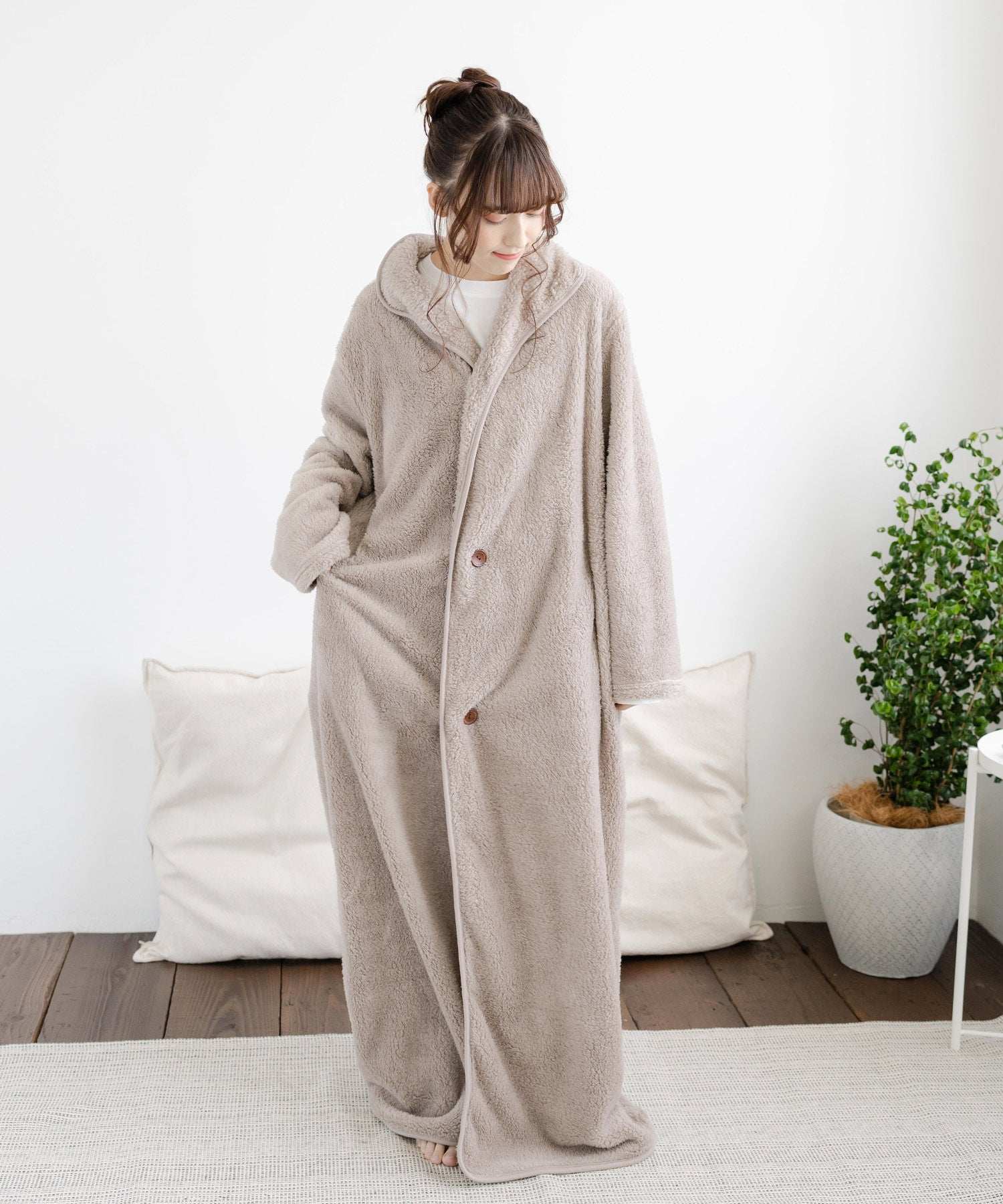 Rocky Monroe Wearable Blanket Moco Boa Long Women's Men's Blanket Cardigan Loungewear Room Dress Loungewear Pajamas Light Outerwear Cover Maternity
