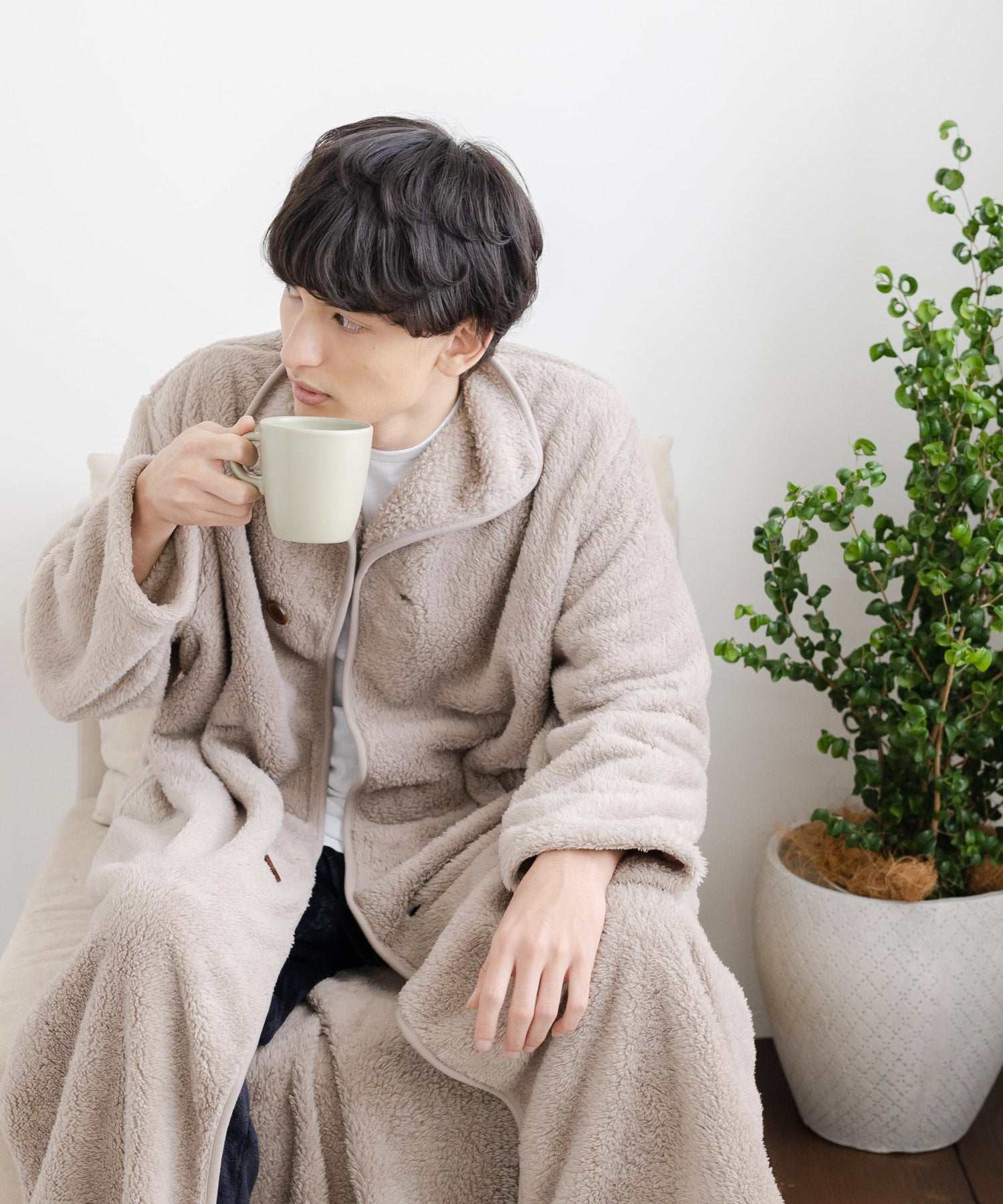 Rocky Monroe Wearable Blanket Moco Boa Long Women's Men's Blanket Cardigan Loungewear Room Dress Loungewear Pajamas Light Outerwear Cover Maternity