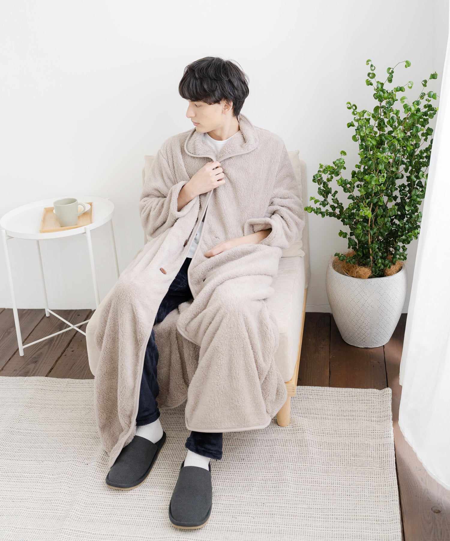 Rocky Monroe Wearable Blanket Moco Boa Long Women's Men's Blanket Cardigan Loungewear Room Dress Loungewear Pajamas Light Outerwear Cover Maternity
