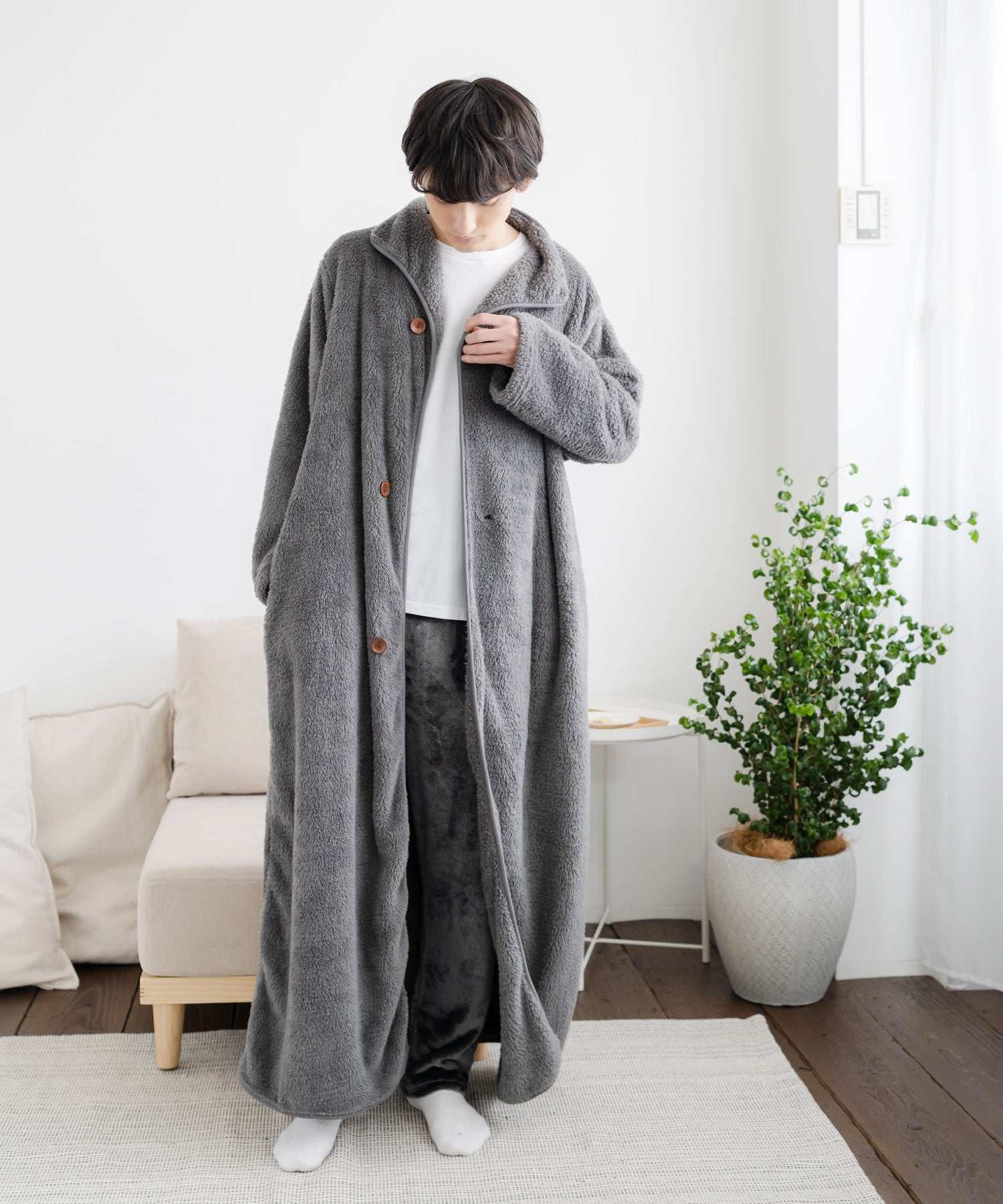 Rocky Monroe Wearable Blanket Moco Boa Long Women's Men's Blanket Cardigan Loungewear Room Dress Loungewear Pajamas Light Outerwear Cover Maternity