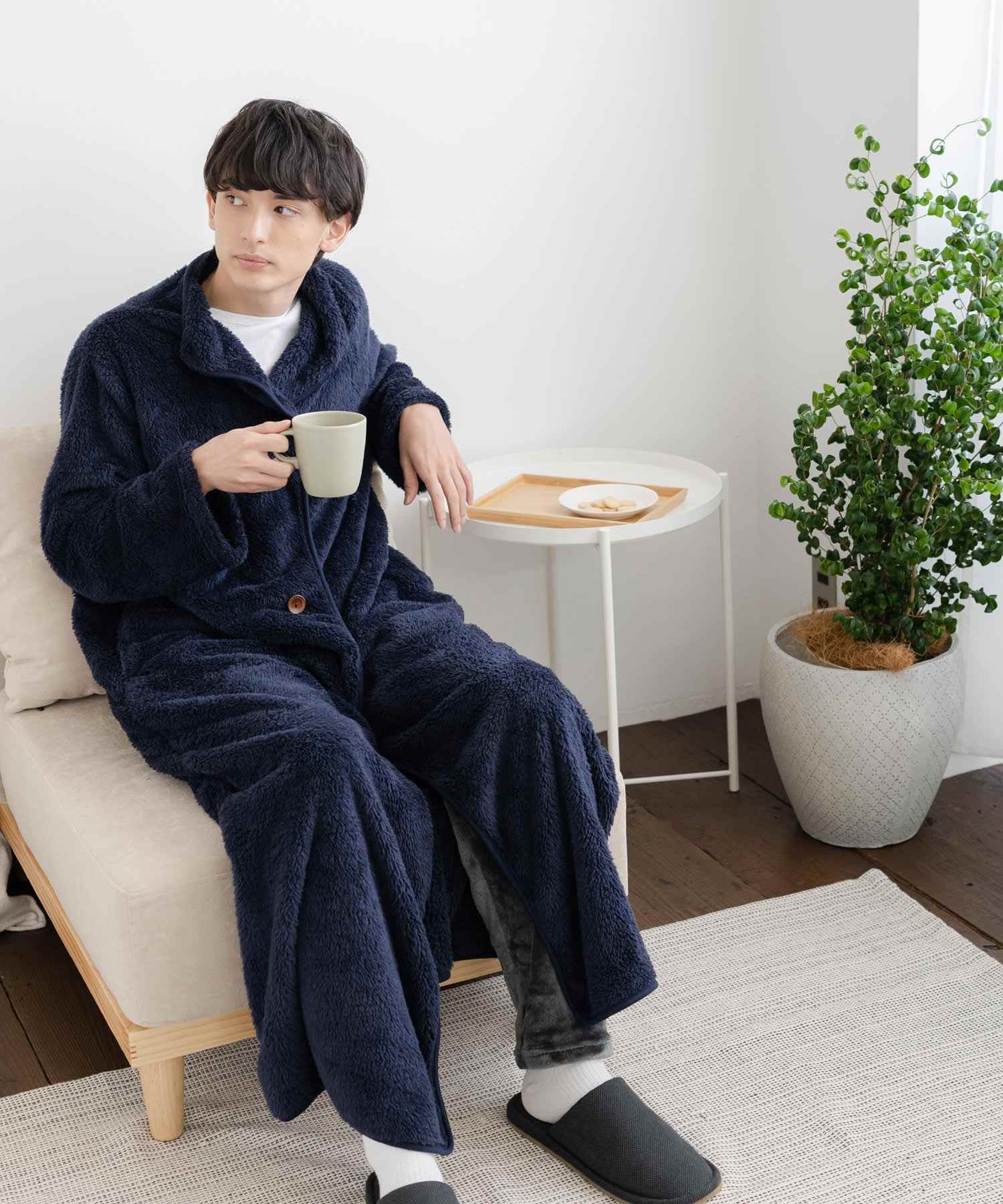 Rocky Monroe Wearable Blanket Moco Boa Long Women's Men's Blanket Cardigan Loungewear Room Dress Loungewear Pajamas Light Outerwear Cover Maternity