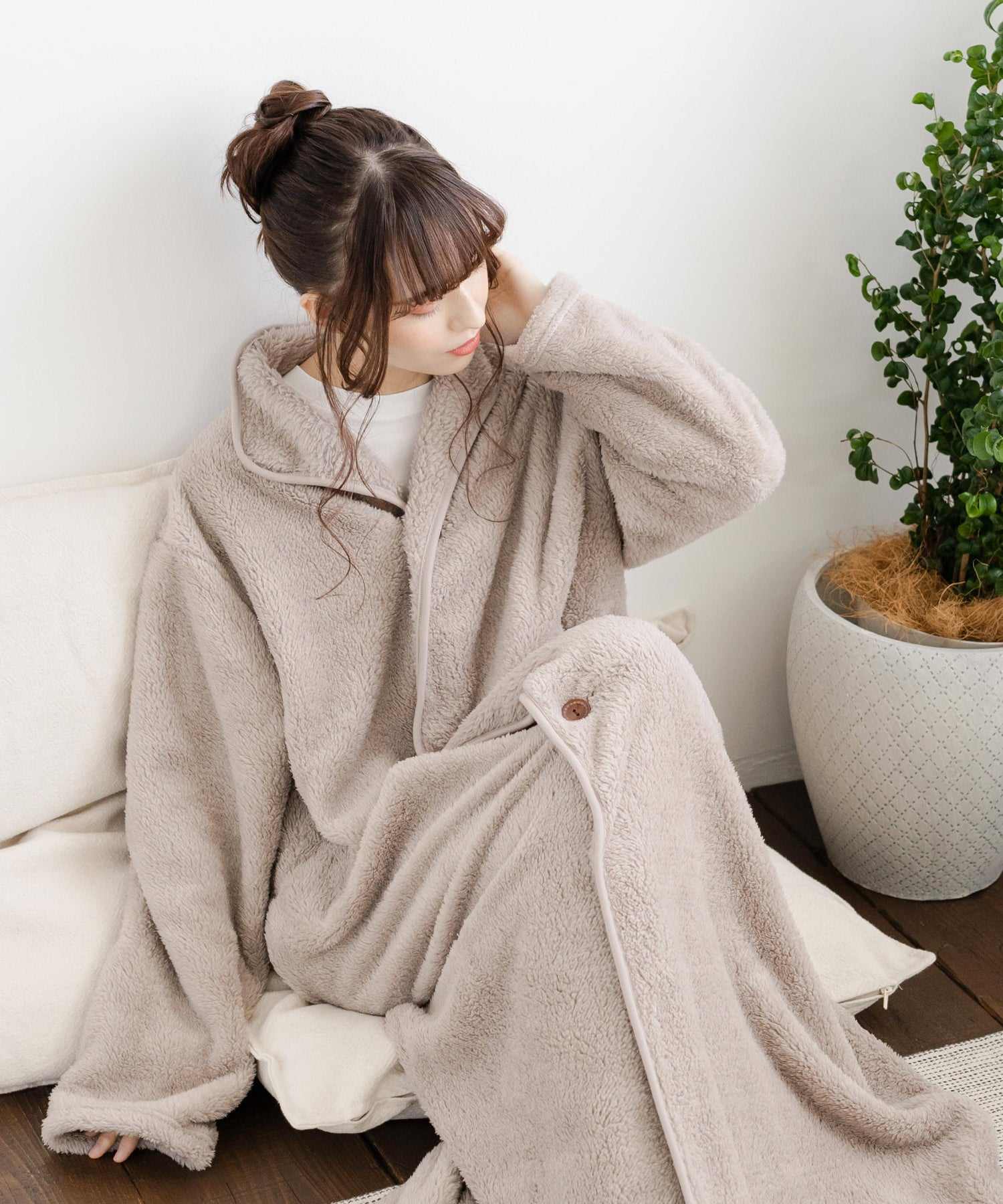 Rocky Monroe Wearable Blanket Moco Boa Long Women's Men's Blanket Cardigan Loungewear Room Dress Loungewear Pajamas Light Outerwear Cover Maternity