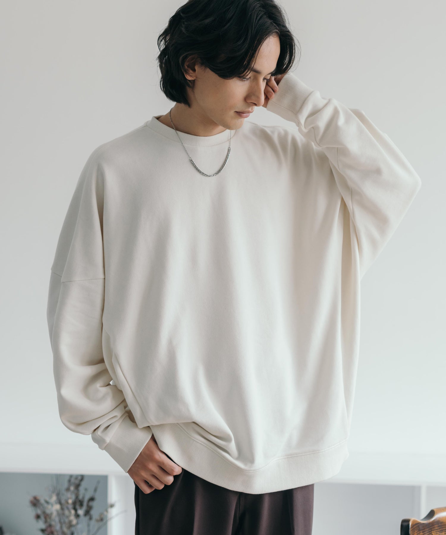 ロッキーモンロー Rocky Monroe トレーナー スウェット メンズ レディース ドルマン 裏毛 裏パイル 無地 ルーズ オーバーサイズ ビッグシルエット ムササビ 部屋着 ルームウェア ボリューム,01.ホワイト