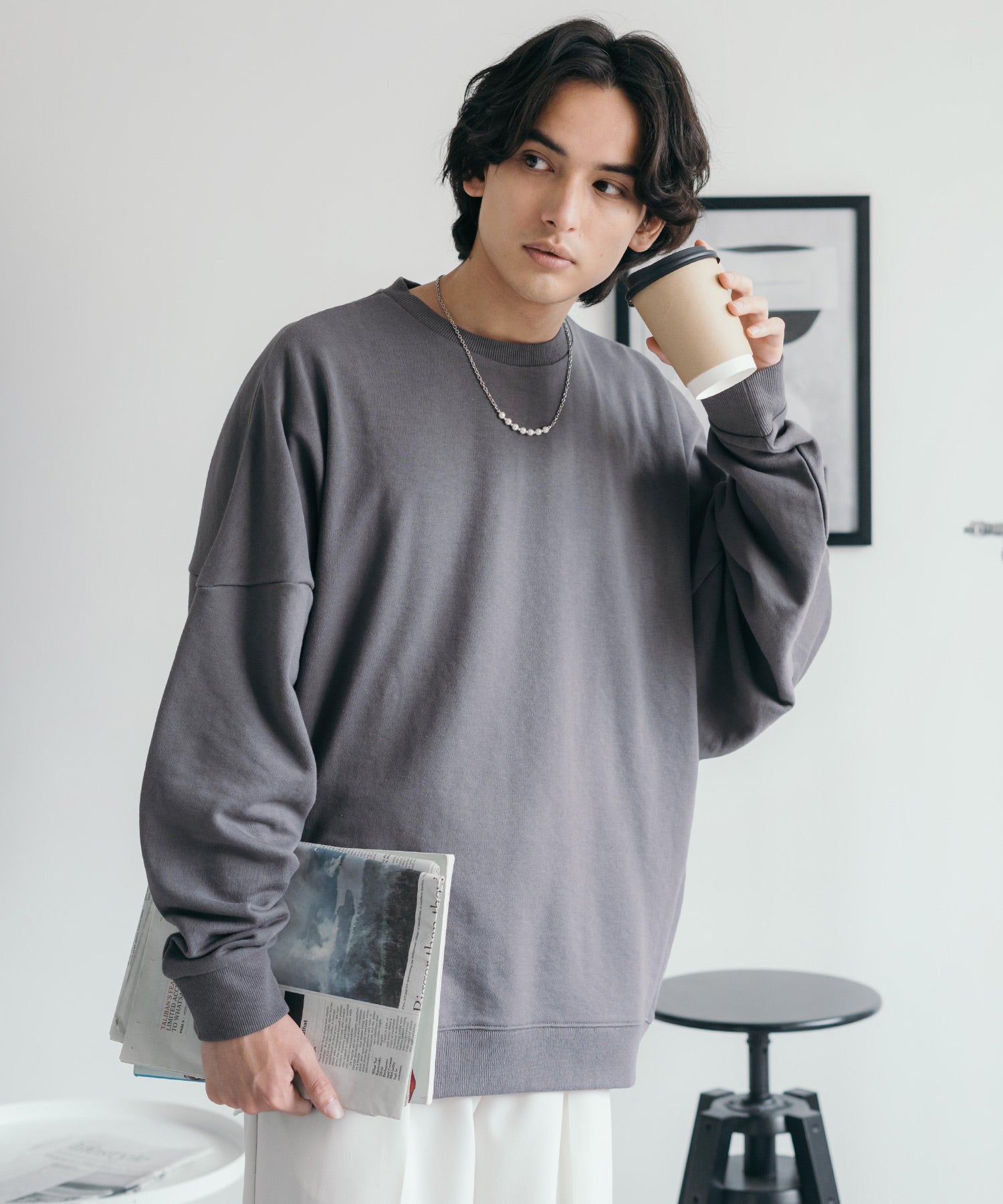 ロッキーモンロー Rocky Monroe トレーナー スウェット メンズ レディース ドルマン 裏毛 裏パイル 無地 ルーズ オーバーサイズ ビッグシルエット ムササビ 部屋着 ルームウェア ボリューム