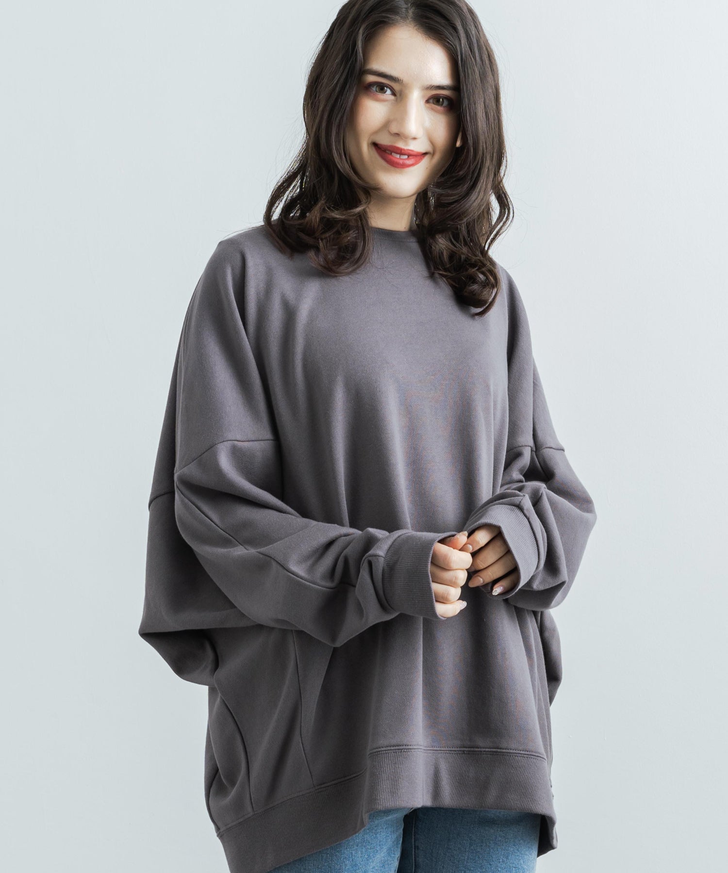 ロッキーモンロー Rocky Monroe トレーナー スウェット メンズ レディース ドルマン 裏毛 裏パイル 無地 ルーズ オーバーサイズ ビッグシルエット ムササビ 部屋着 ルームウェア ボリューム