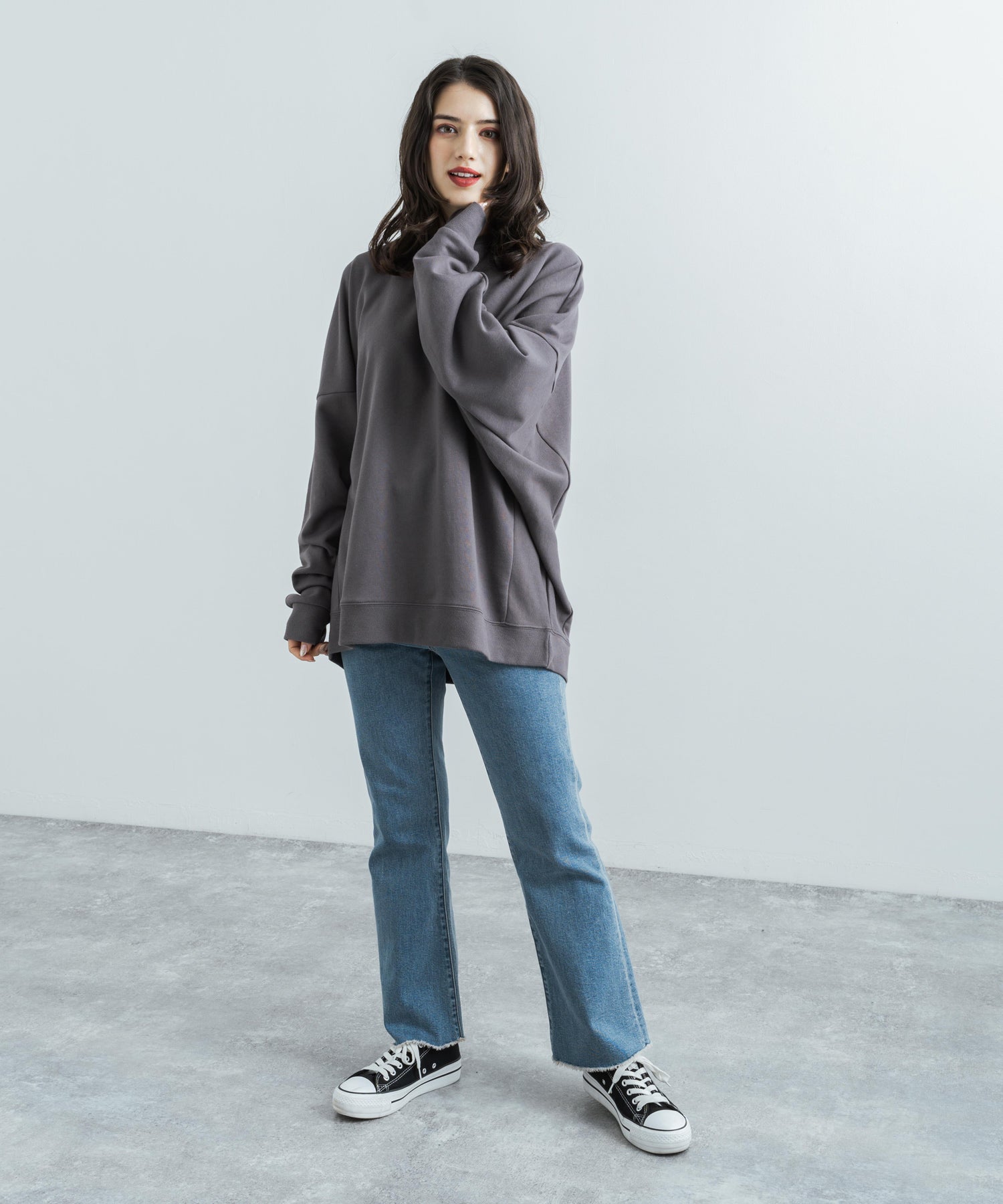 ロッキーモンロー Rocky Monroe トレーナー スウェット メンズ レディース ドルマン 裏毛 裏パイル 無地 ルーズ オーバーサイズ ビッグシルエット ムササビ 部屋着 ルームウェア ボリューム
