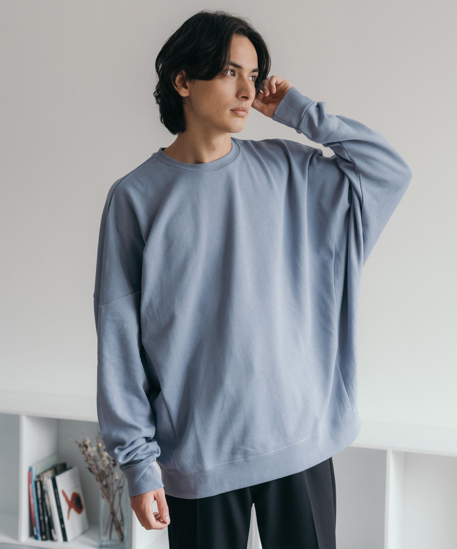 ロッキーモンロー Rocky Monroe トレーナー スウェット メンズ レディース ドルマン 裏毛 裏パイル 無地 ルーズ オーバーサイズ ビッグシルエット ムササビ 部屋着 ルームウェア ボリューム
