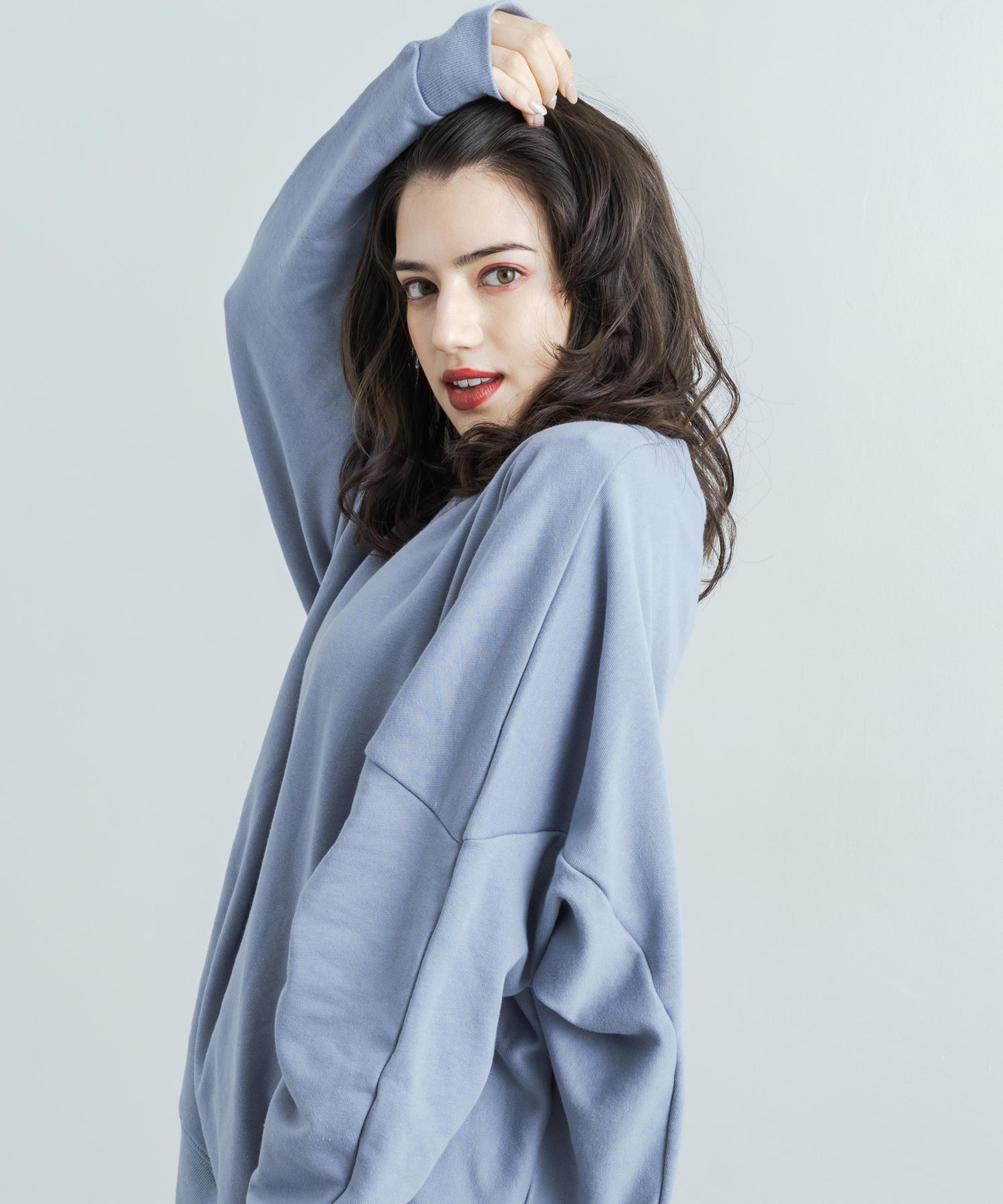 ロッキーモンロー Rocky Monroe トレーナー スウェット メンズ レディース ドルマン 裏毛 裏パイル 無地 ルーズ オーバーサイズ ビッグシルエット ムササビ 部屋着 ルームウェア ボリューム