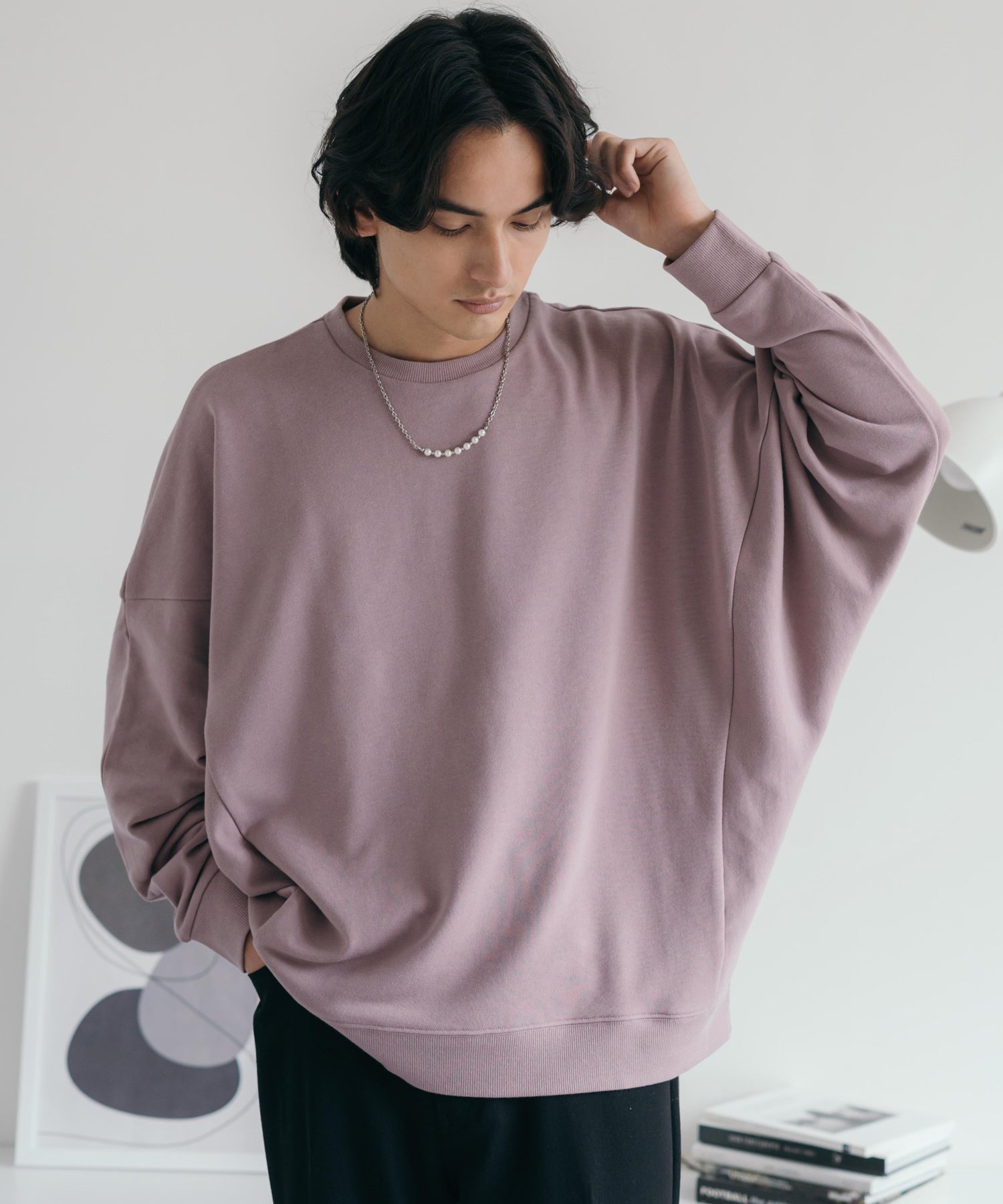 ロッキーモンロー Rocky Monroe トレーナー スウェット メンズ レディース ドルマン 裏毛 裏パイル 無地 ルーズ オーバーサイズ ビッグシルエット ムササビ 部屋着 ルームウェア ボリューム