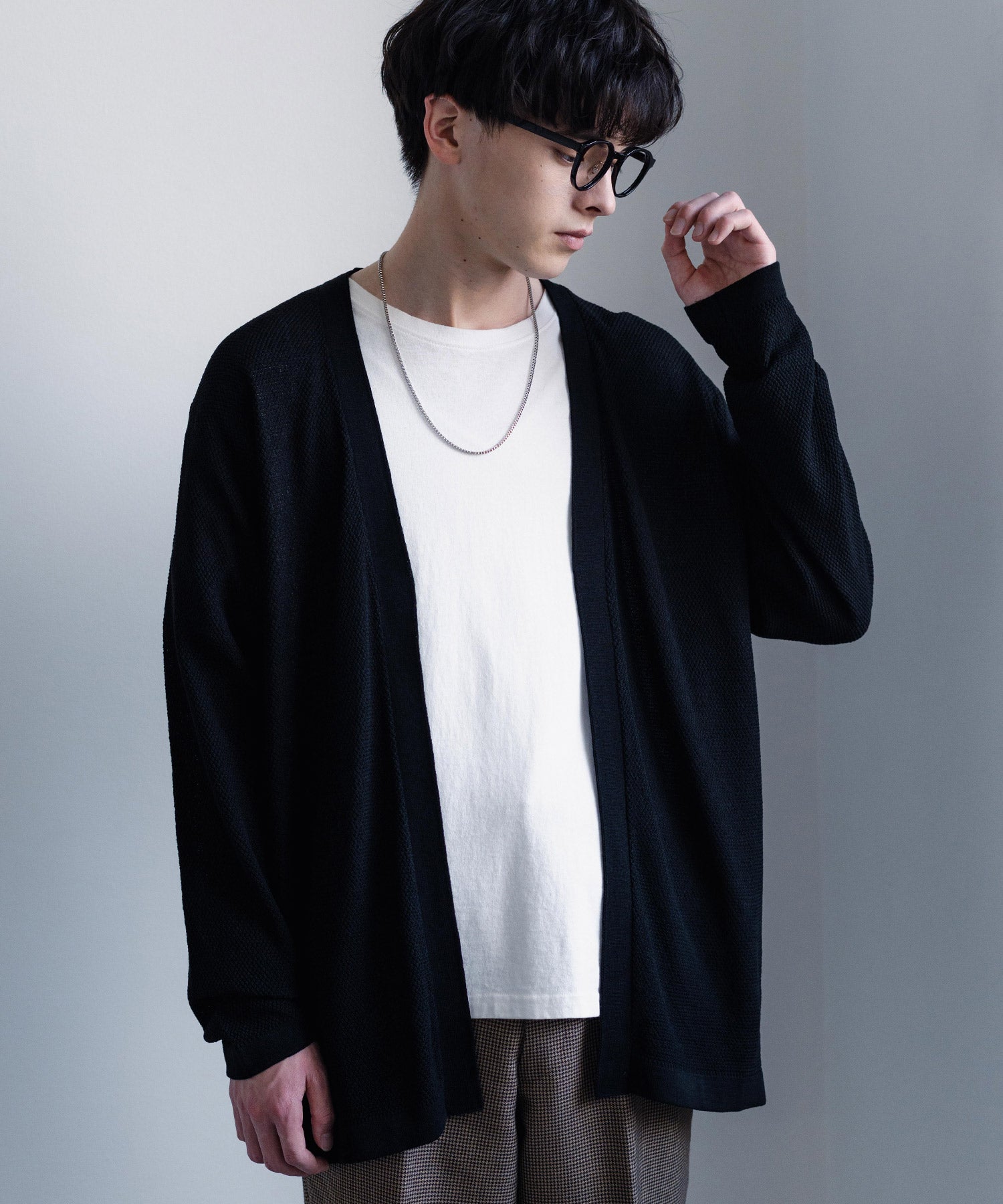 Rocky Monroe Buttonless Cardigan Linen Touch Men's Women's Casual Big Silhouette Plain Simple Pair Matching Relaxed Loose Pique Knit Polo Fabric