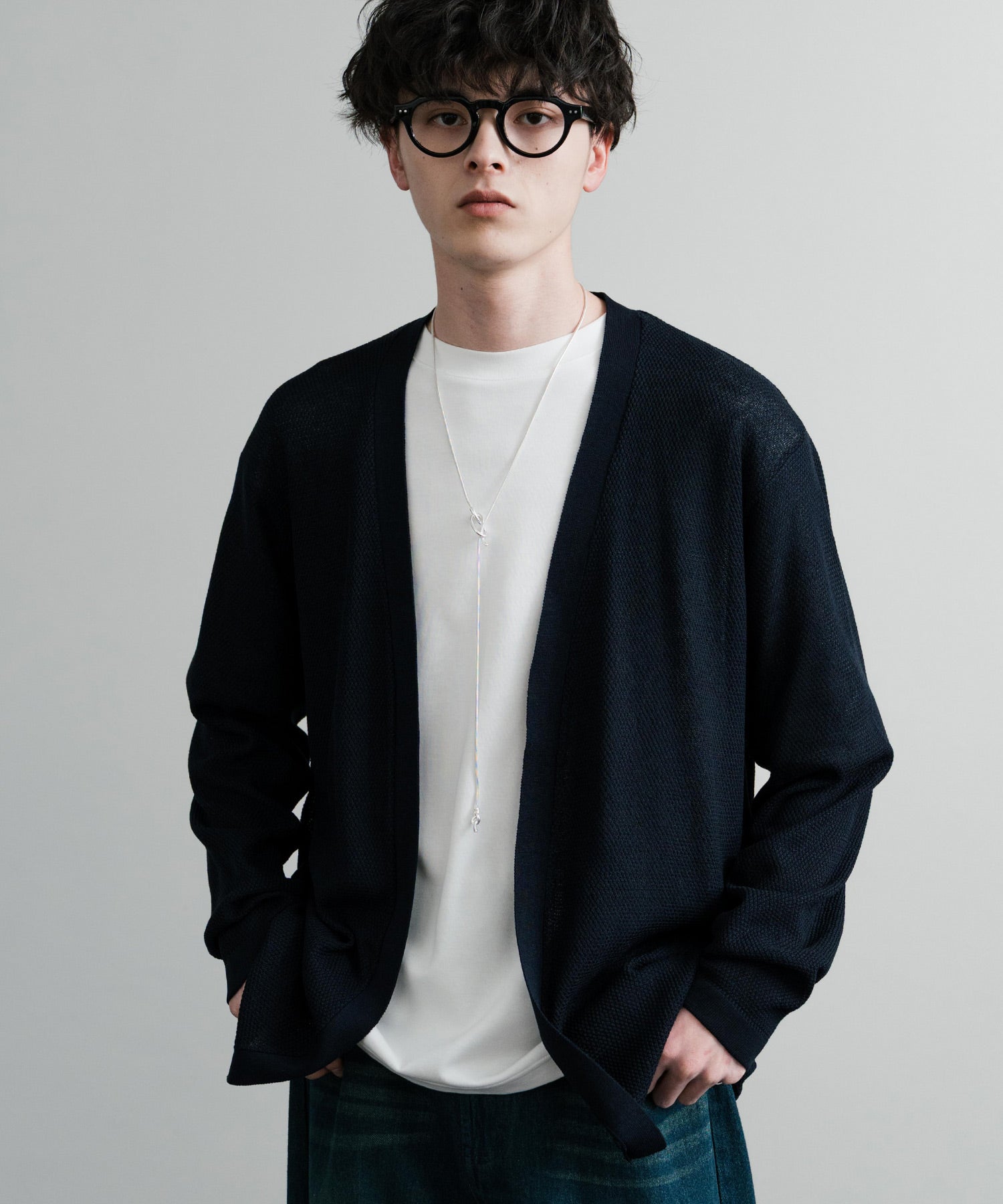 Rocky Monroe Buttonless Cardigan Linen Touch Men's Women's Casual Big Silhouette Plain Simple Pair Matching Relaxed Loose Pique Knit Polo Fabric