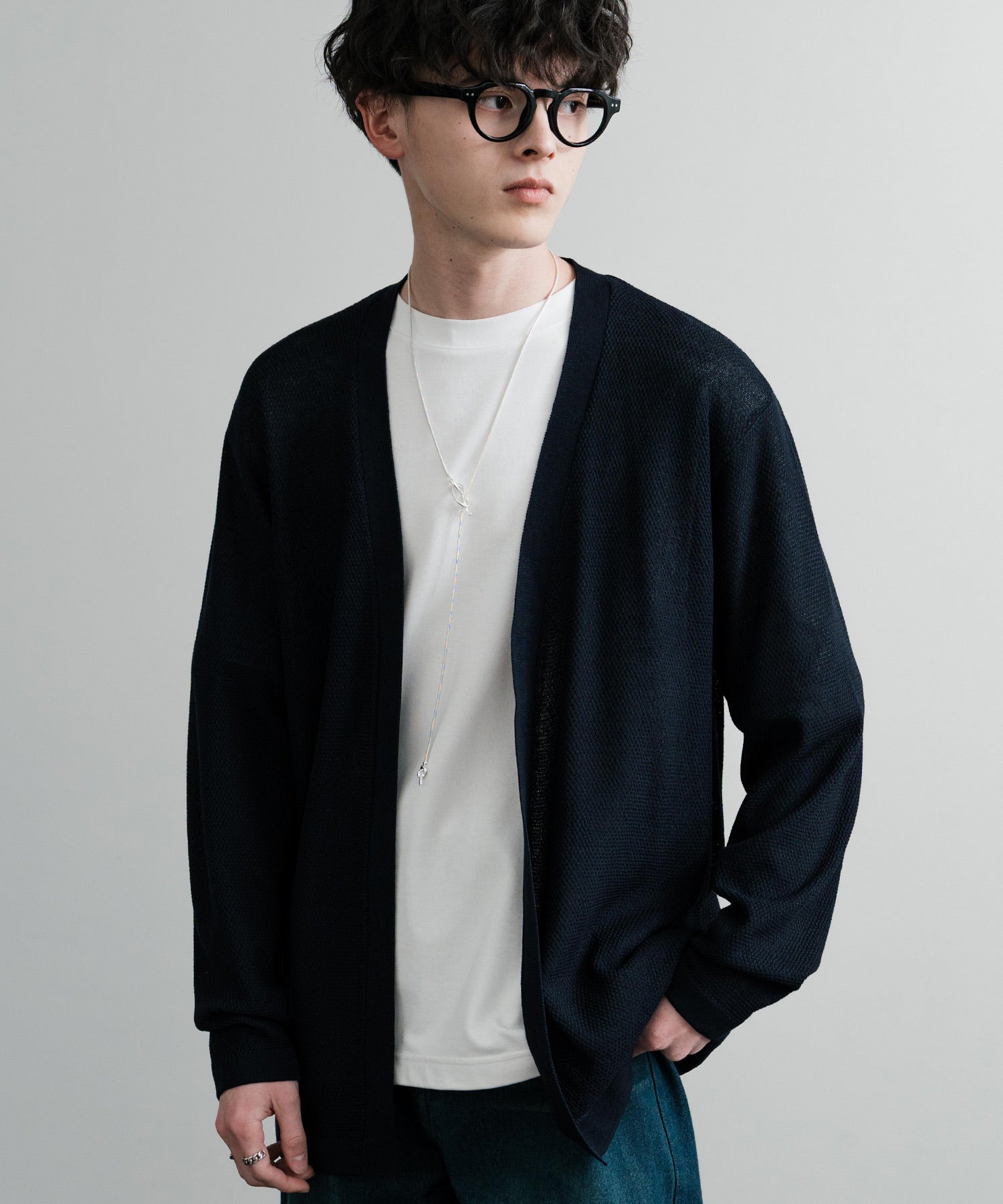 Rocky Monroe Buttonless Cardigan Linen Touch Men's Women's Casual Big Silhouette Plain Simple Pair Matching Relaxed Loose Pique Knit Polo Fabric