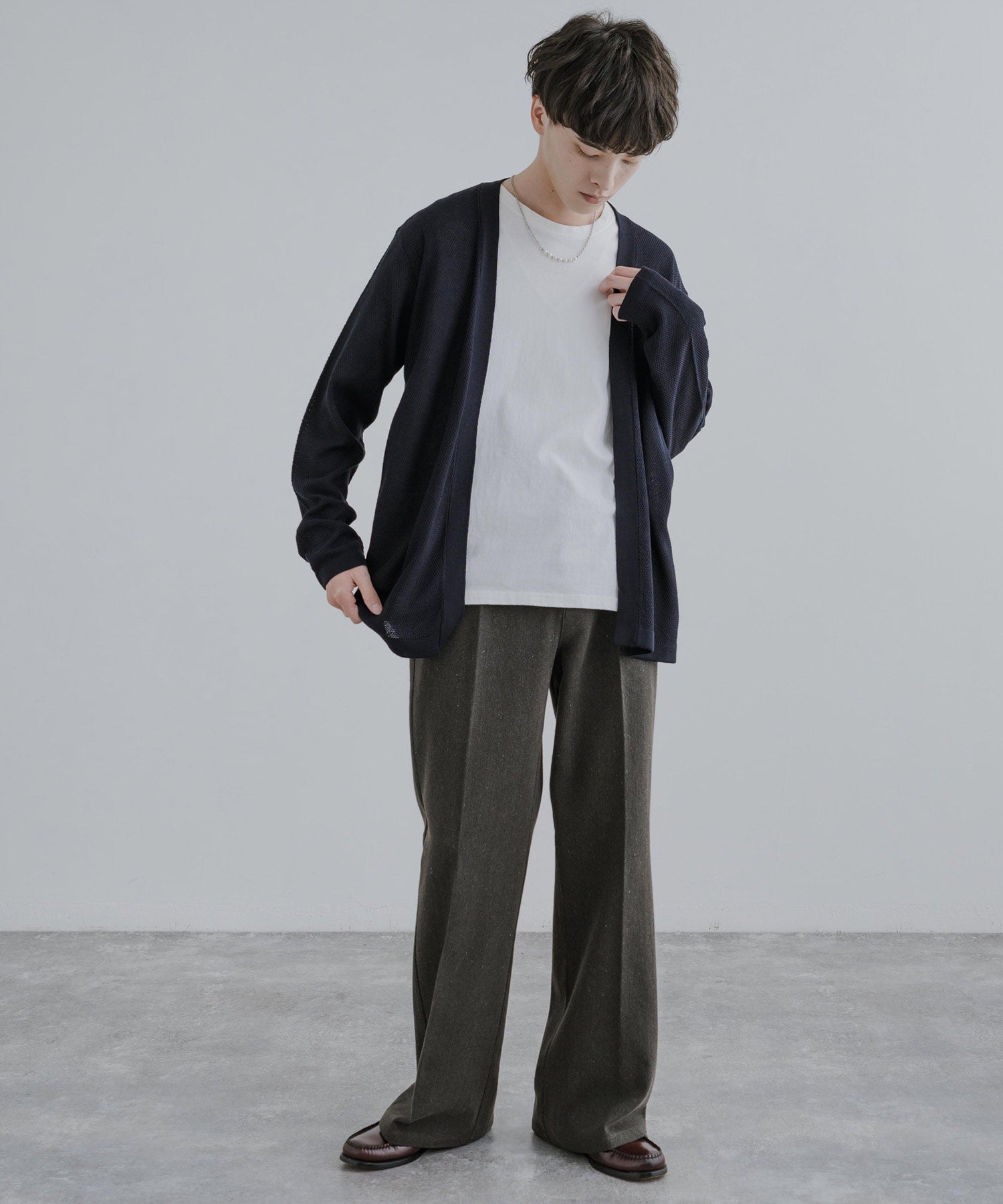 Rocky Monroe Buttonless Cardigan Linen Touch Men's Women's Casual Big Silhouette Plain Simple Pair Matching Relaxed Loose Pique Knit Polo Fabric